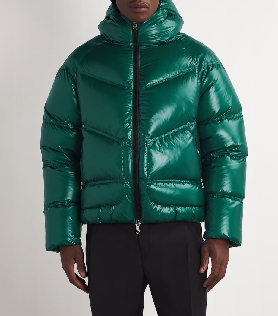 COLE BUXTON Mens Hooded Puffer Jacket Bottle Green Image 3