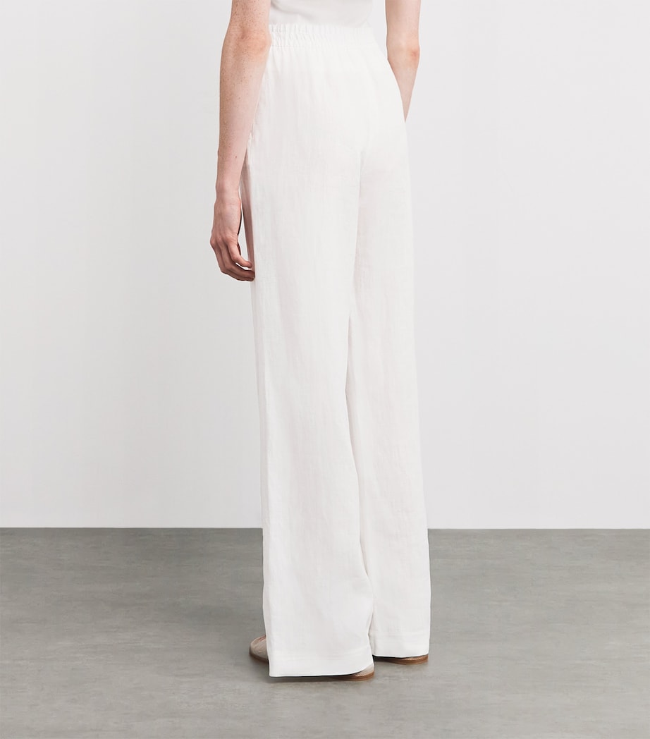 x Harrods Linen Elasticated Palazzo Trousers BIANCO Image 4