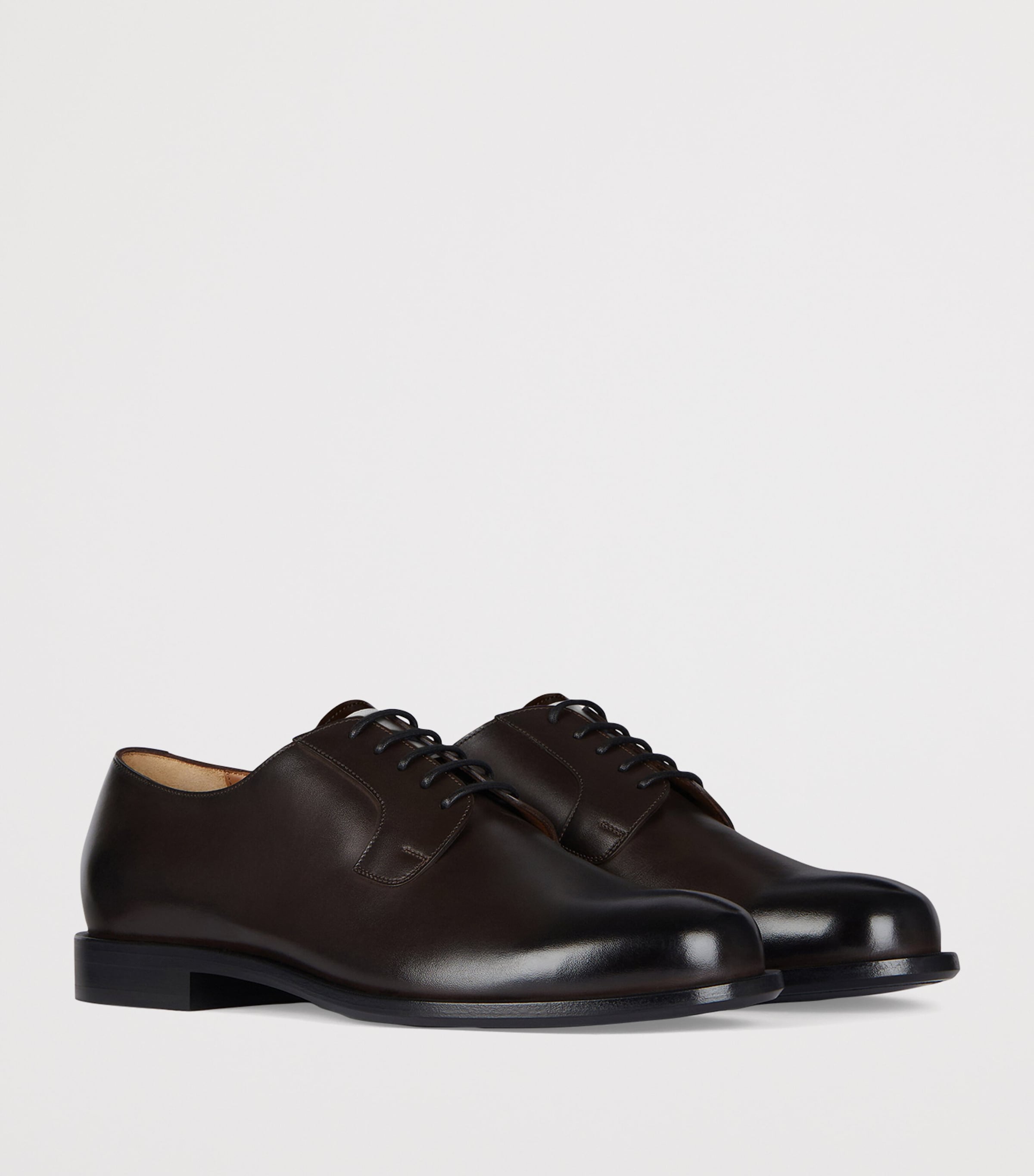 Leather Derby Shoes DARK BROWN Image 2