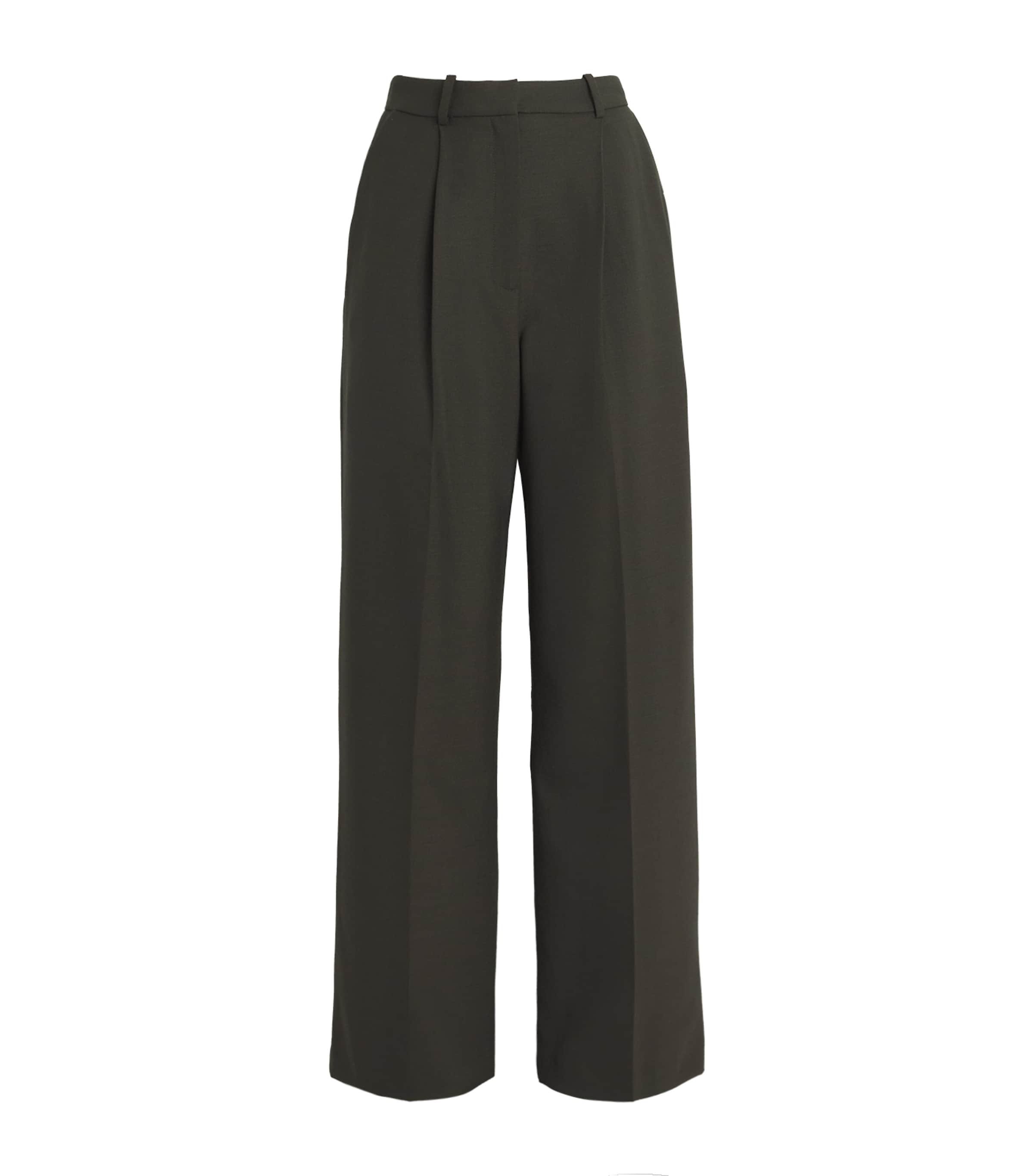 Claudie Pierlot Wool-blend Wide-leg Trousers In Green