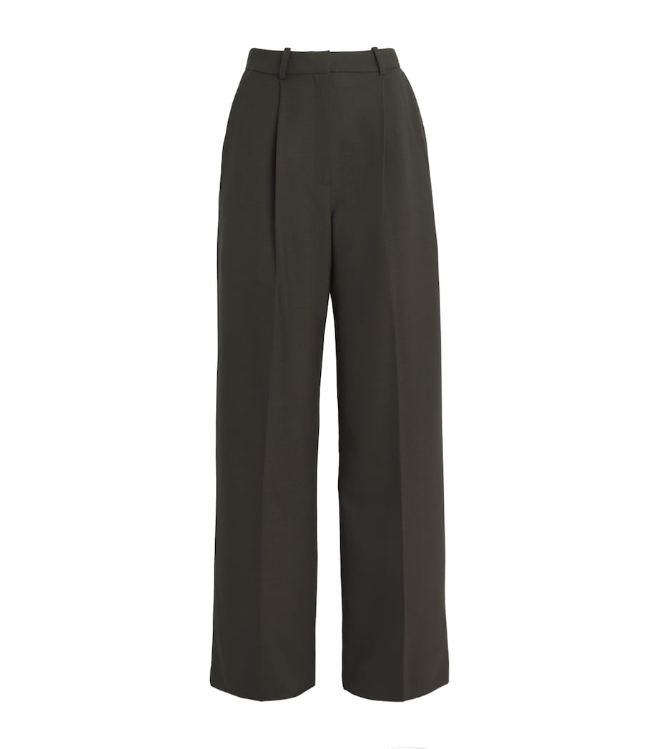 Wool-Blend Wide-Leg Trousers KHAKI Image 1
