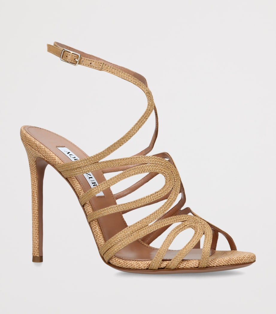 Aquazzura Raffia Serenade Heeled Sandals 105 Beige Image 3