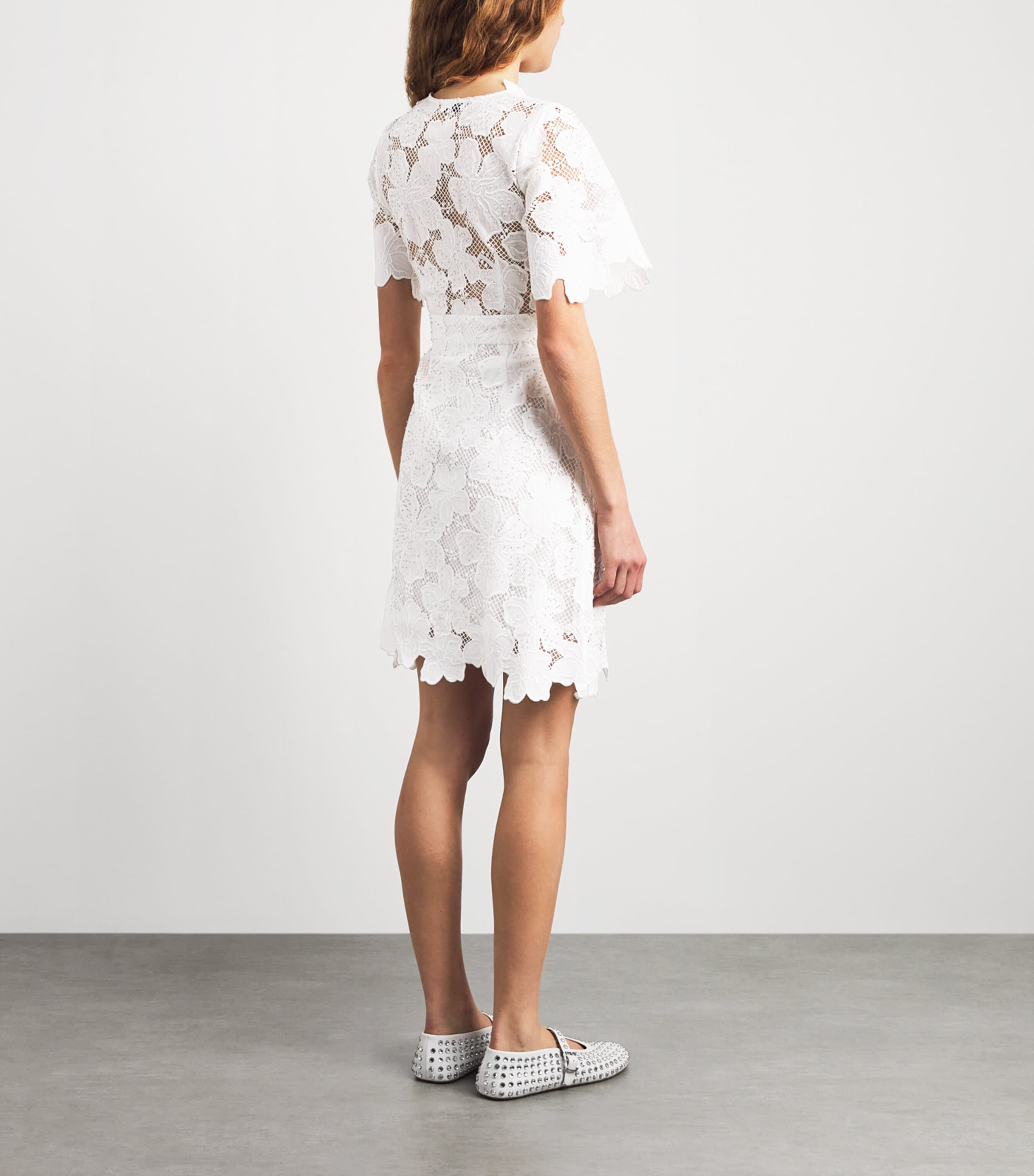 Sandro Paris Womens Guipure Lace Mini Dress White Image 4