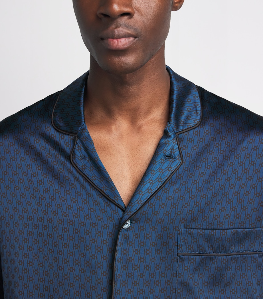Olivia von Halle Mens Silk Twill Geometric Laurent Pyjama Set Orion Image 3