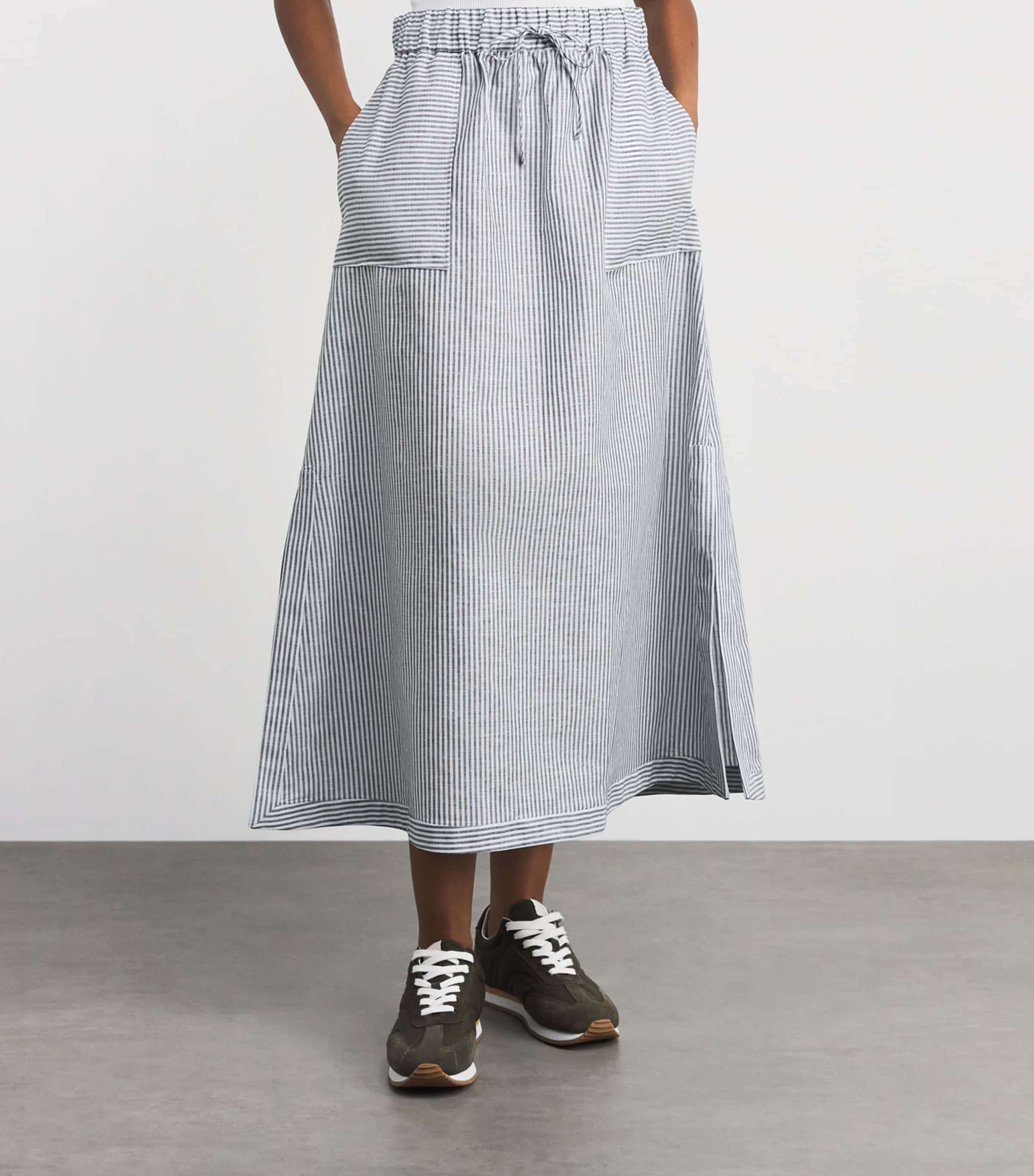 Striped Maxi Skirt 002 SKY BLUE Image 4