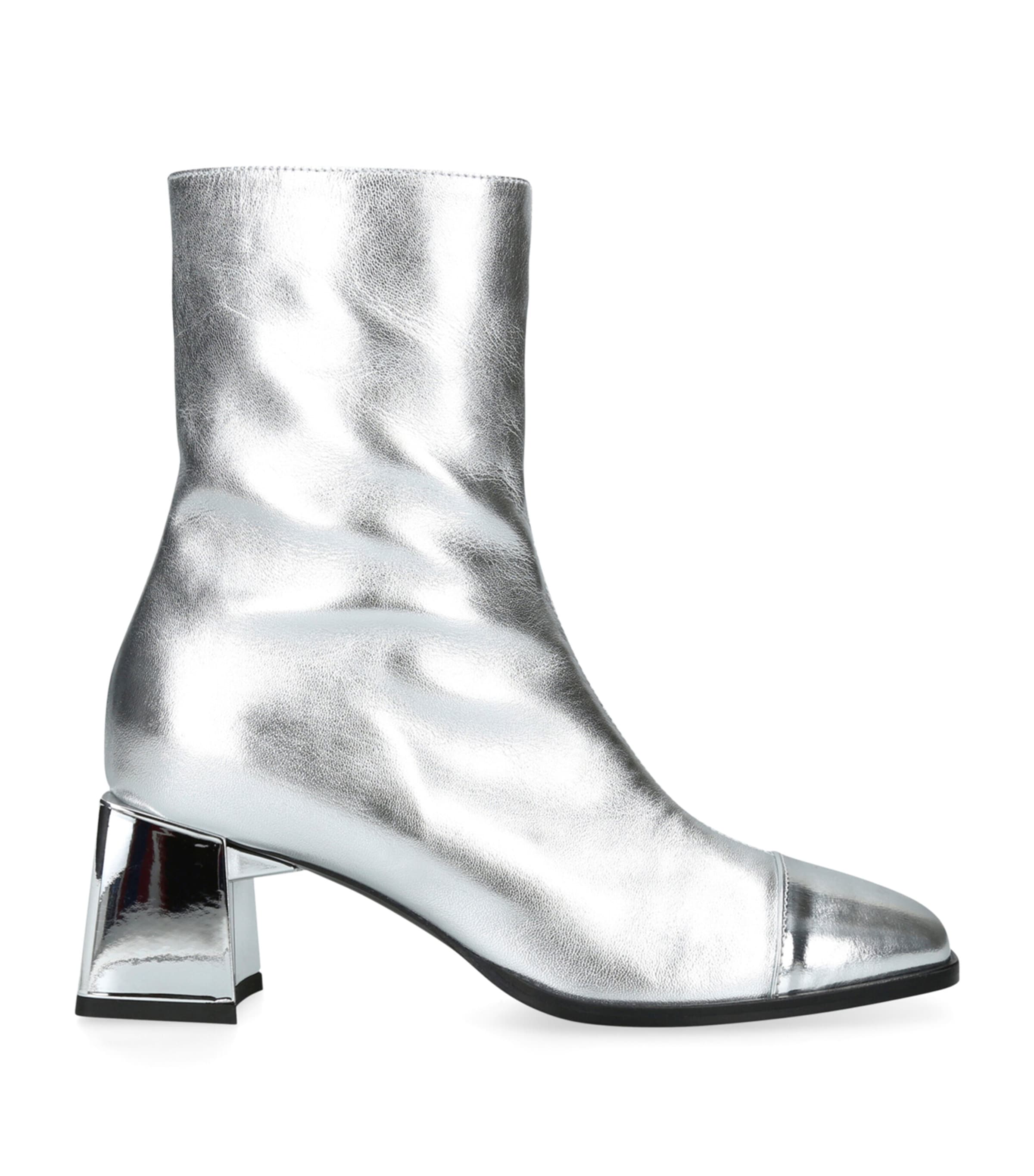 Shop Carel Paris Leather Odeon Ankle Boots 55 In Silver