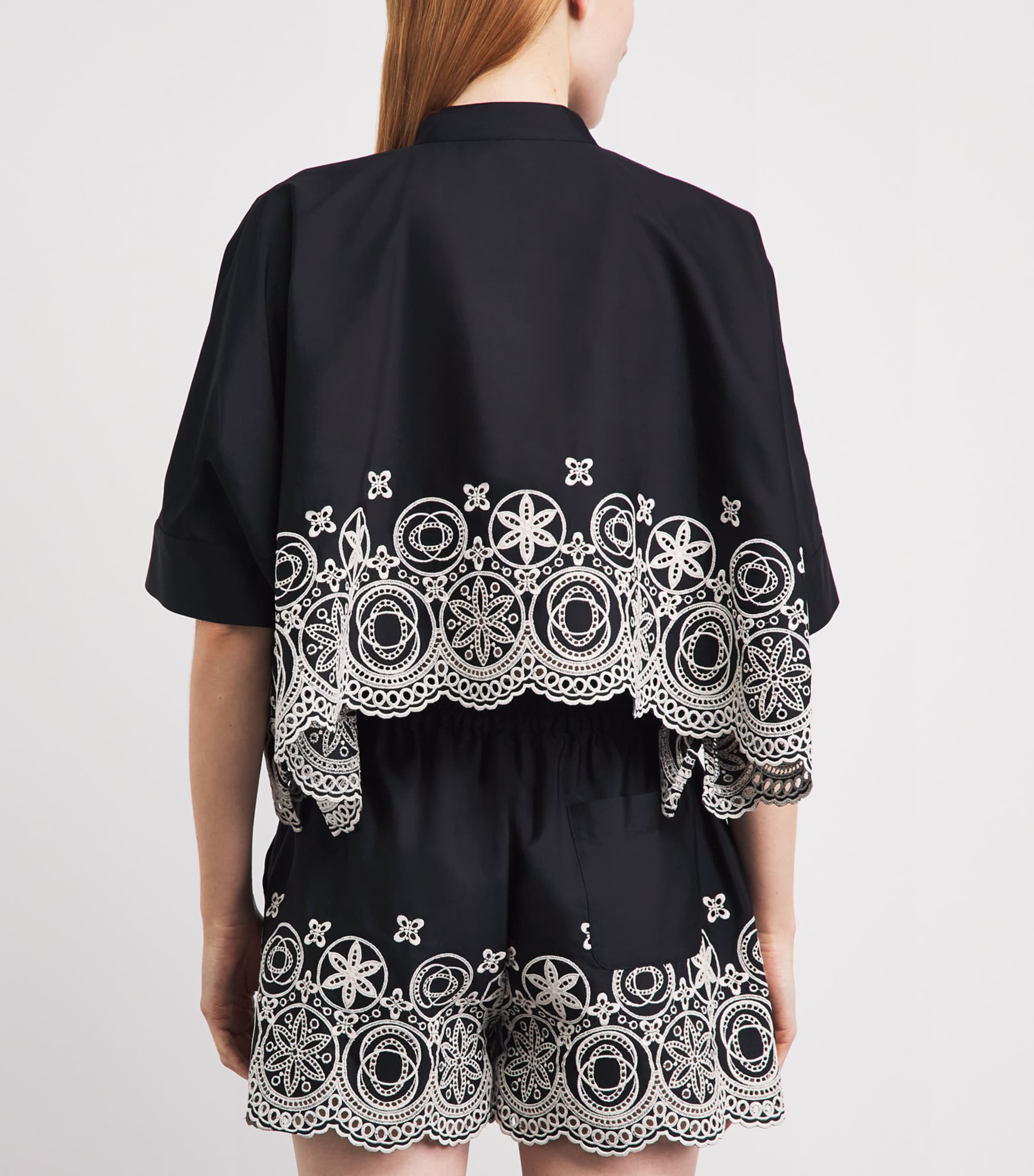 La Doublej Womens Cotton Embroidered Cropped Shirt Sangall Image 5