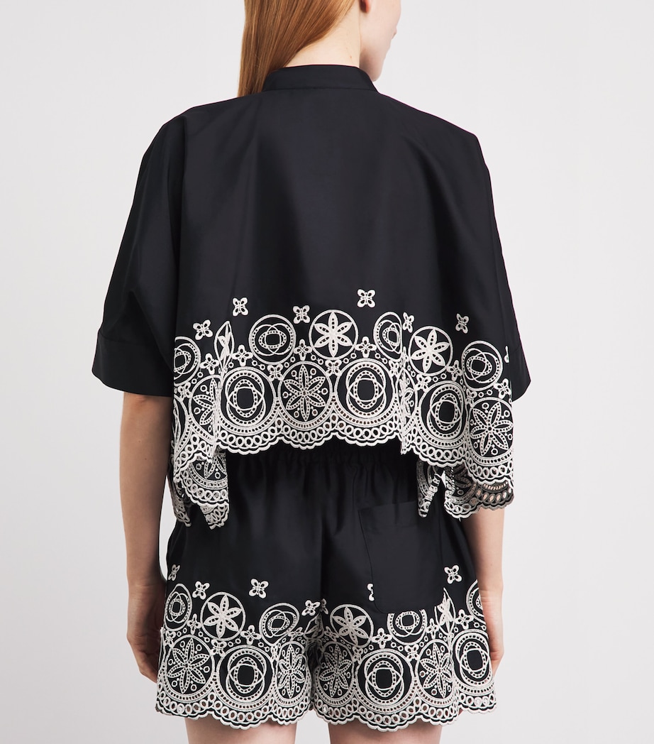 La Doublej Womens Cotton Embroidered Cropped Shirt Sangall Image 5