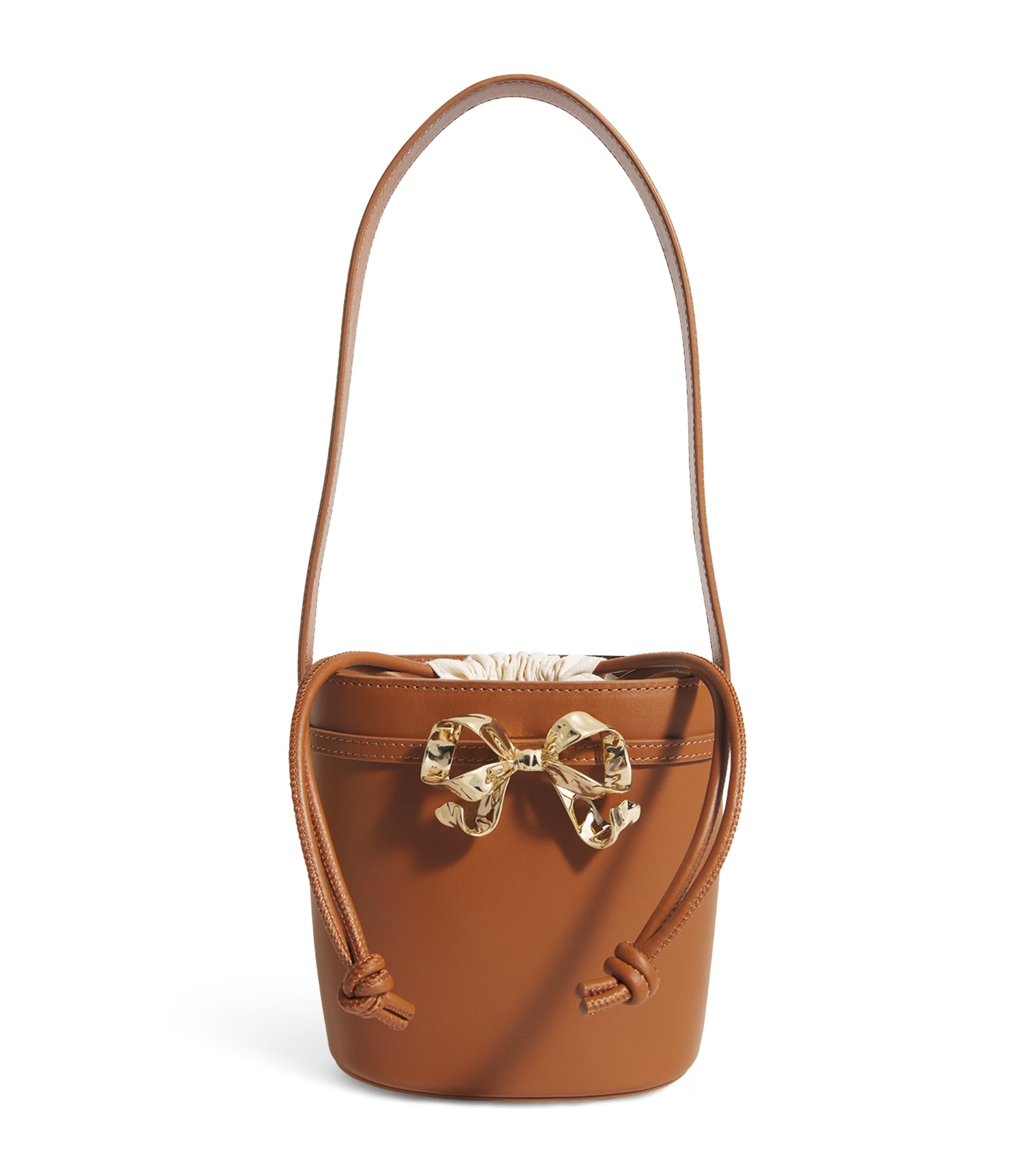 Self-portrait Bow-embellished Bucket Bag In Brown