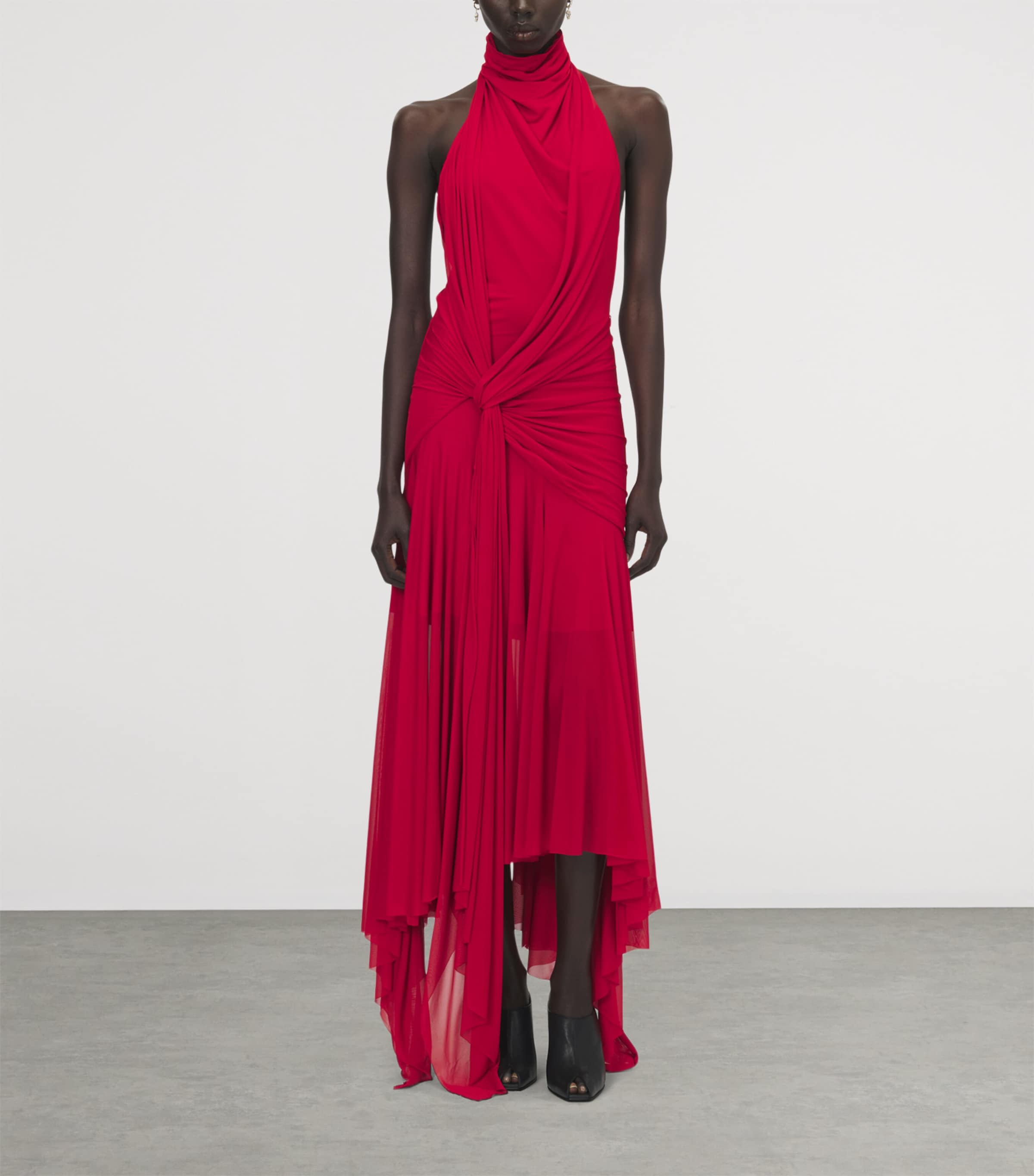 McQueen Womens Asymmetric Draped Maxi Dress Image 2