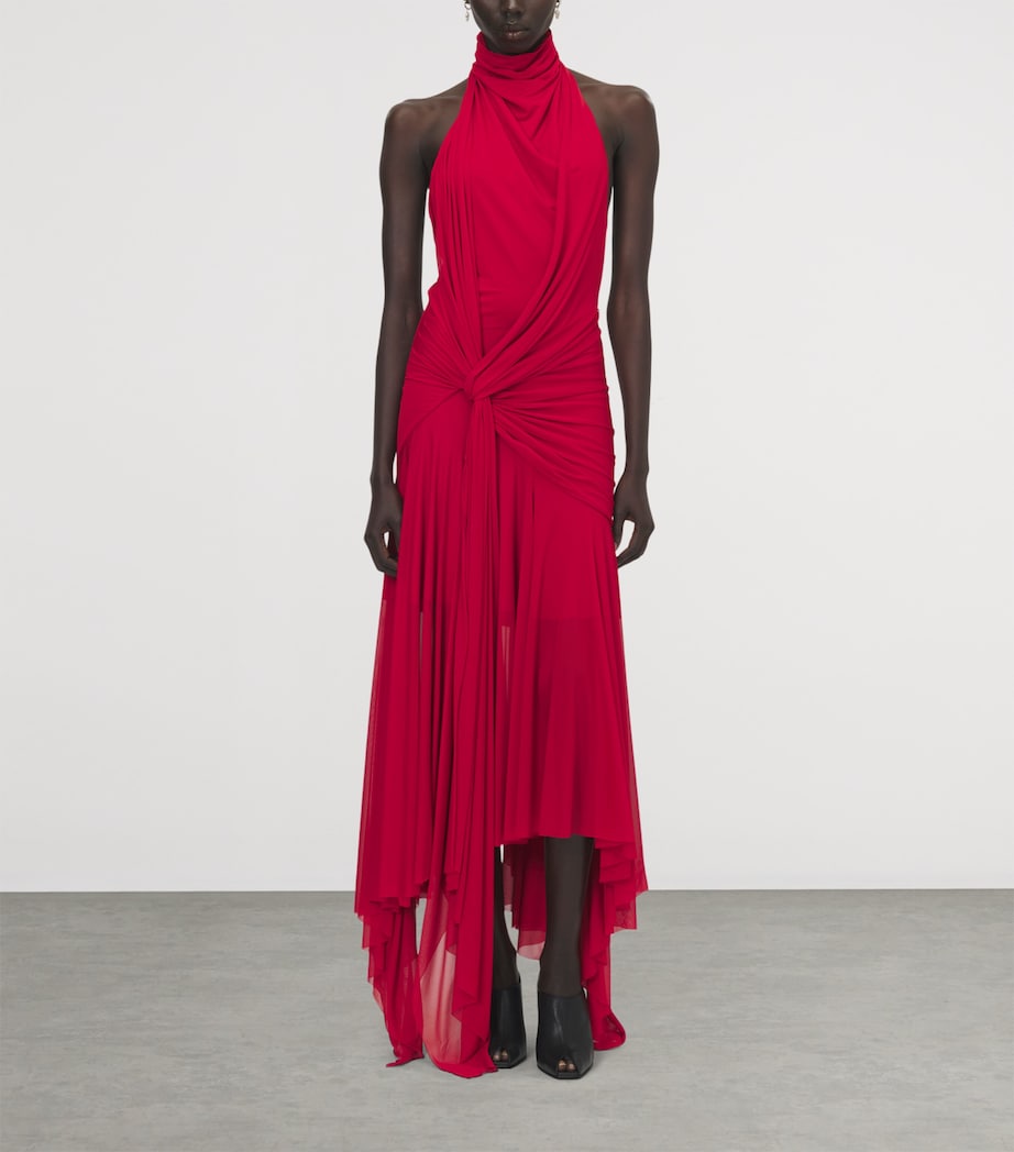 McQueen Womens Asymmetric Draped Maxi Dress Image 2