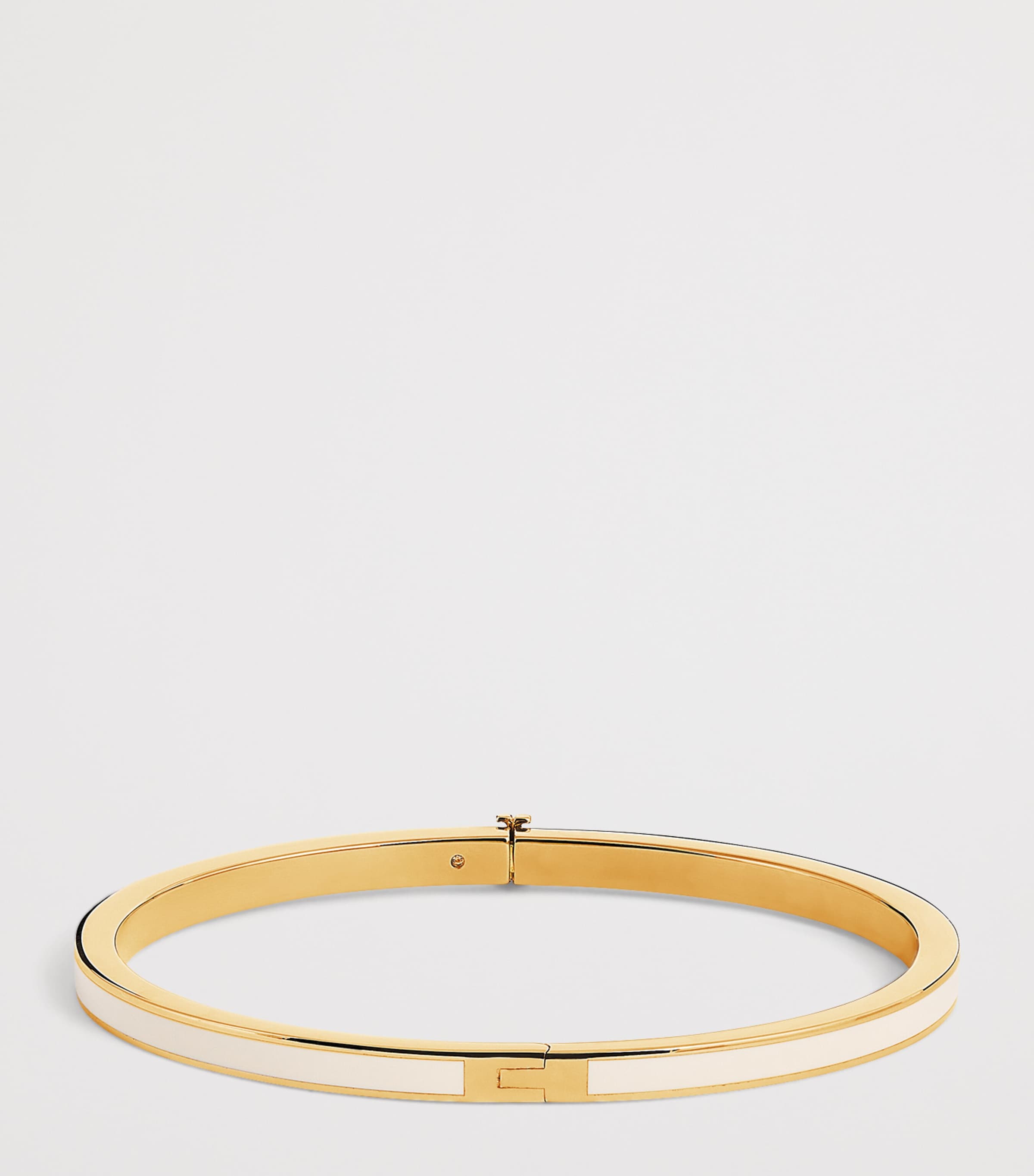 Tory Burch Gold-Plated Enamel Thin Icon Bangle Tory Gld/nw Ivry Image 3