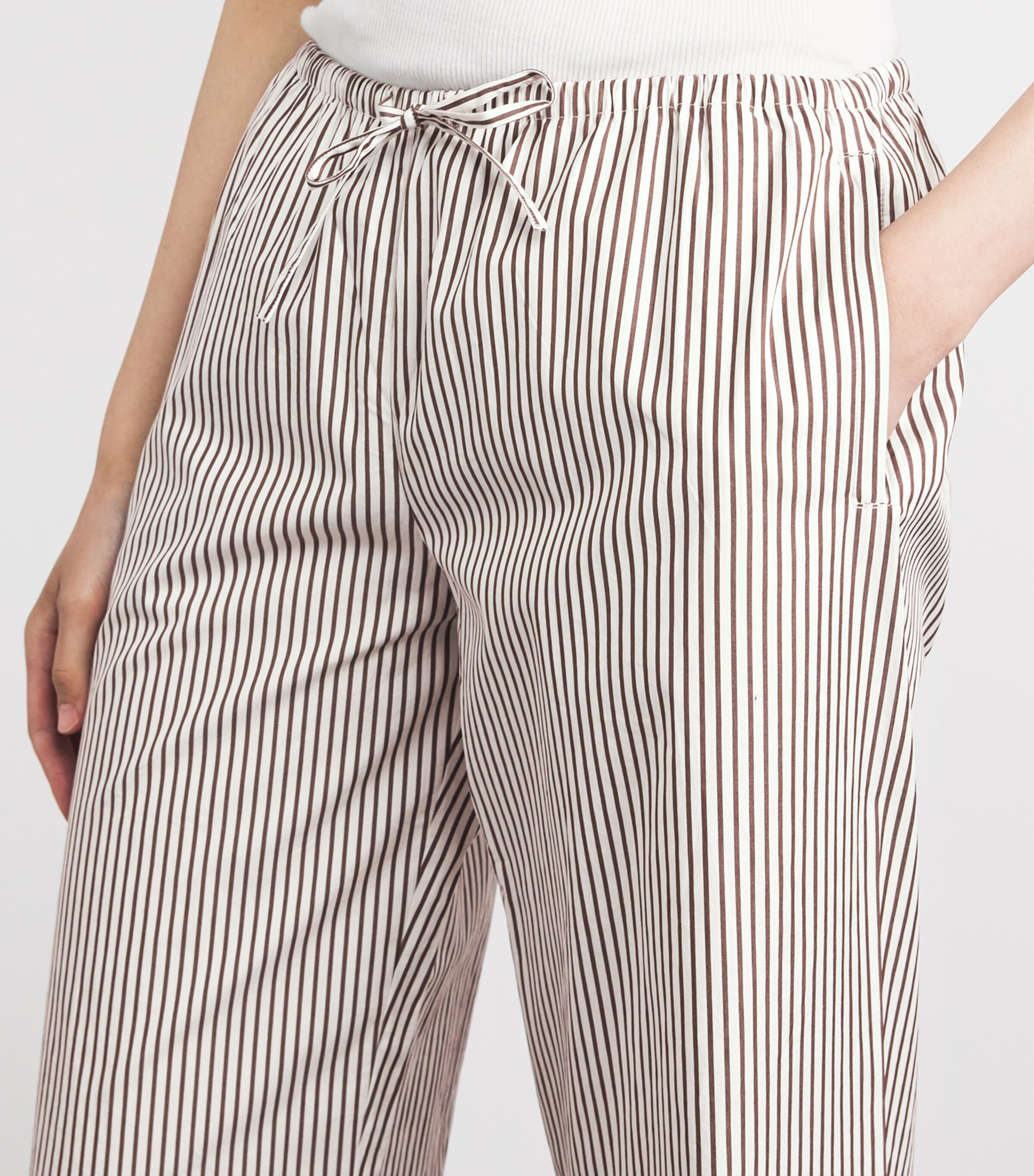 Suzie Kondi Womens Cotton Stripe Pan Trousers Truffle Stripe Image 3