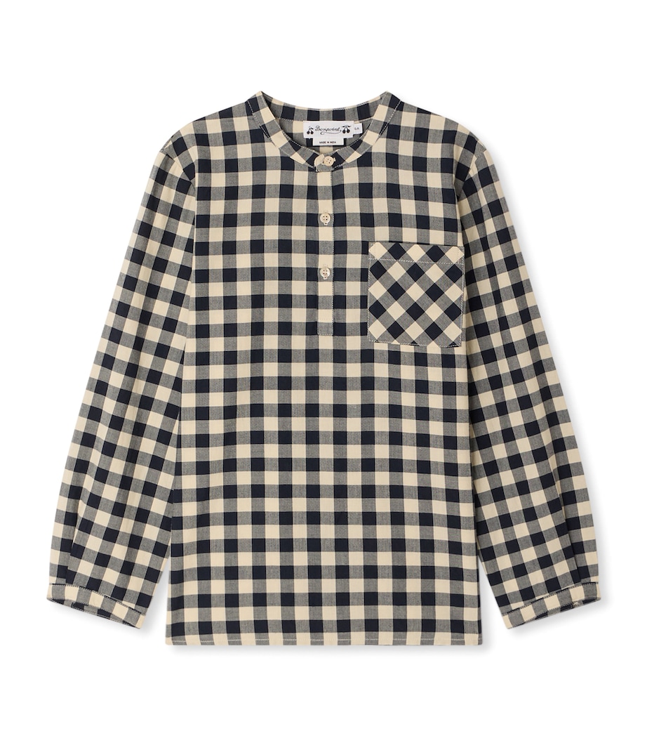 Bonpoint Cotton Check Shirt (10-14 Years) Gris Fonce Image 1