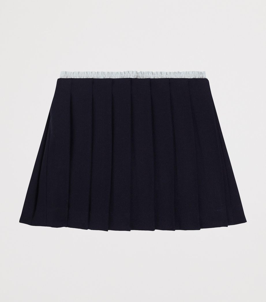 Dolce&Gabbana Kids Virgin Wool-Cotton Logo Pleated Skirt (8-12 Years) Very Dark Image 2