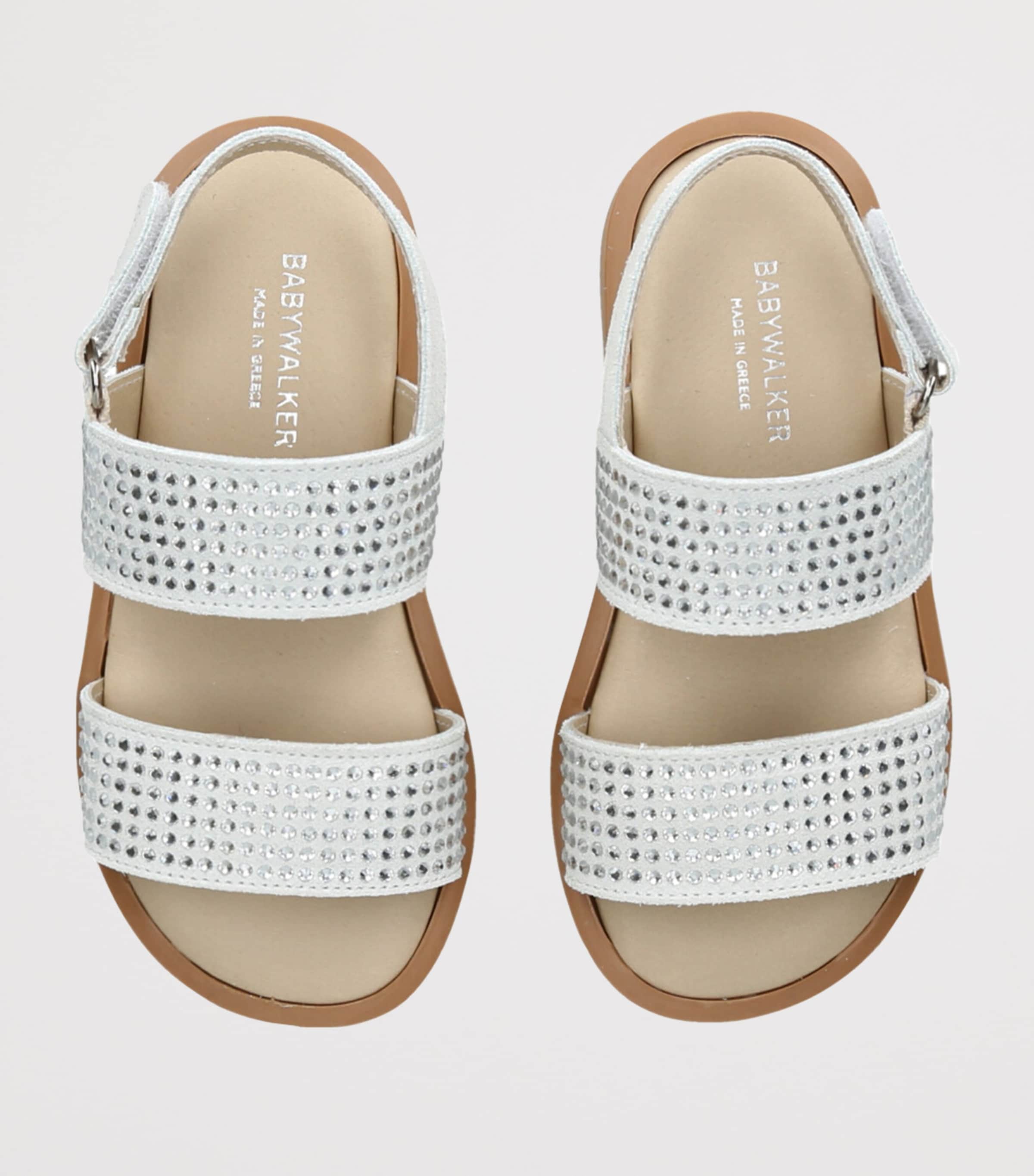 BabyWalker Suede Crystal-Embellished Sandals White Image 4