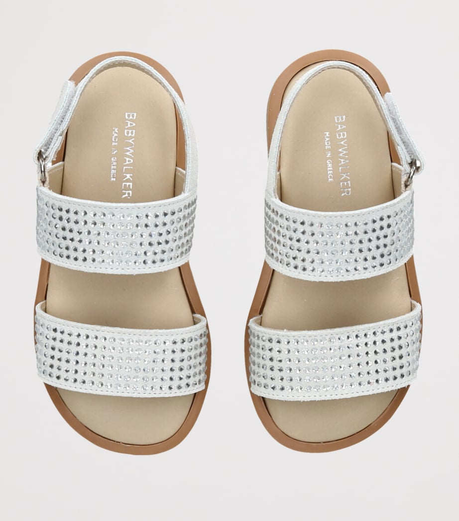 BabyWalker Suede Crystal-Embellished Sandals White Image 4