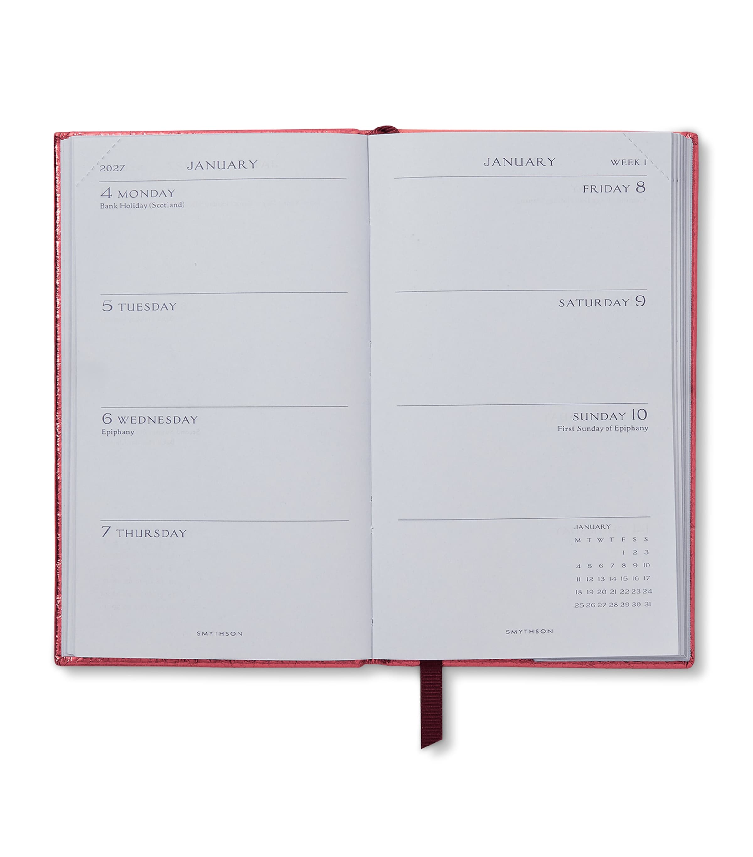 Smythson Leather Panama Weekly Diary 2027 Metallic Rose Image 2