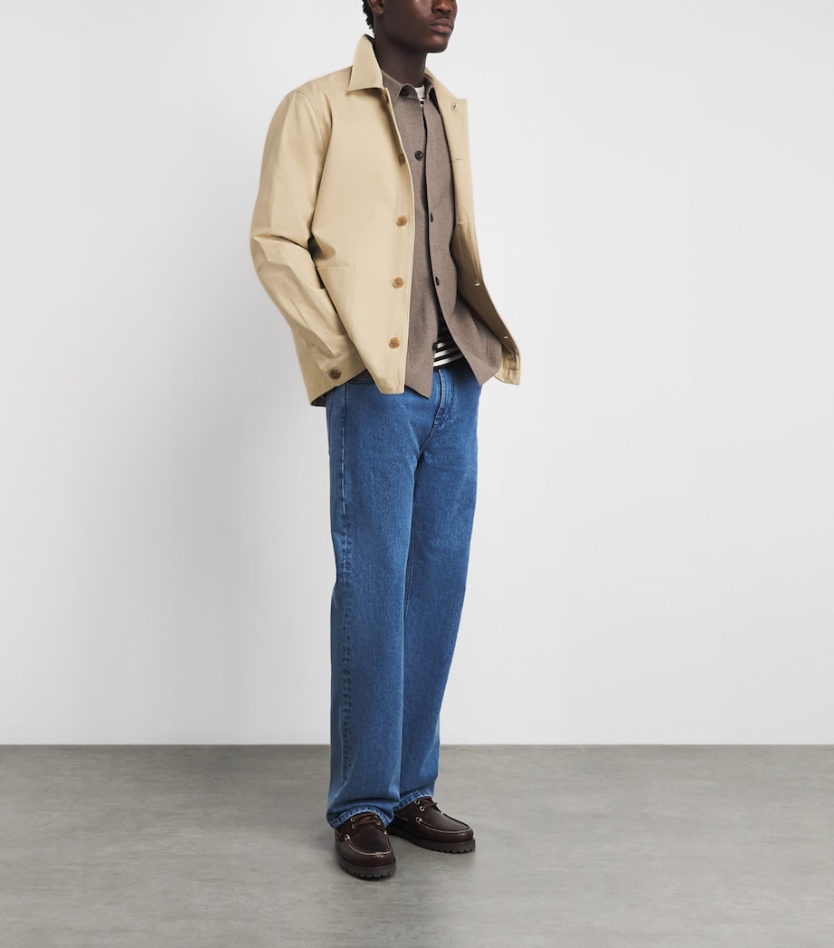 Sunspel Mens Cotton Drill Chore Jacket Light Stone Image 2