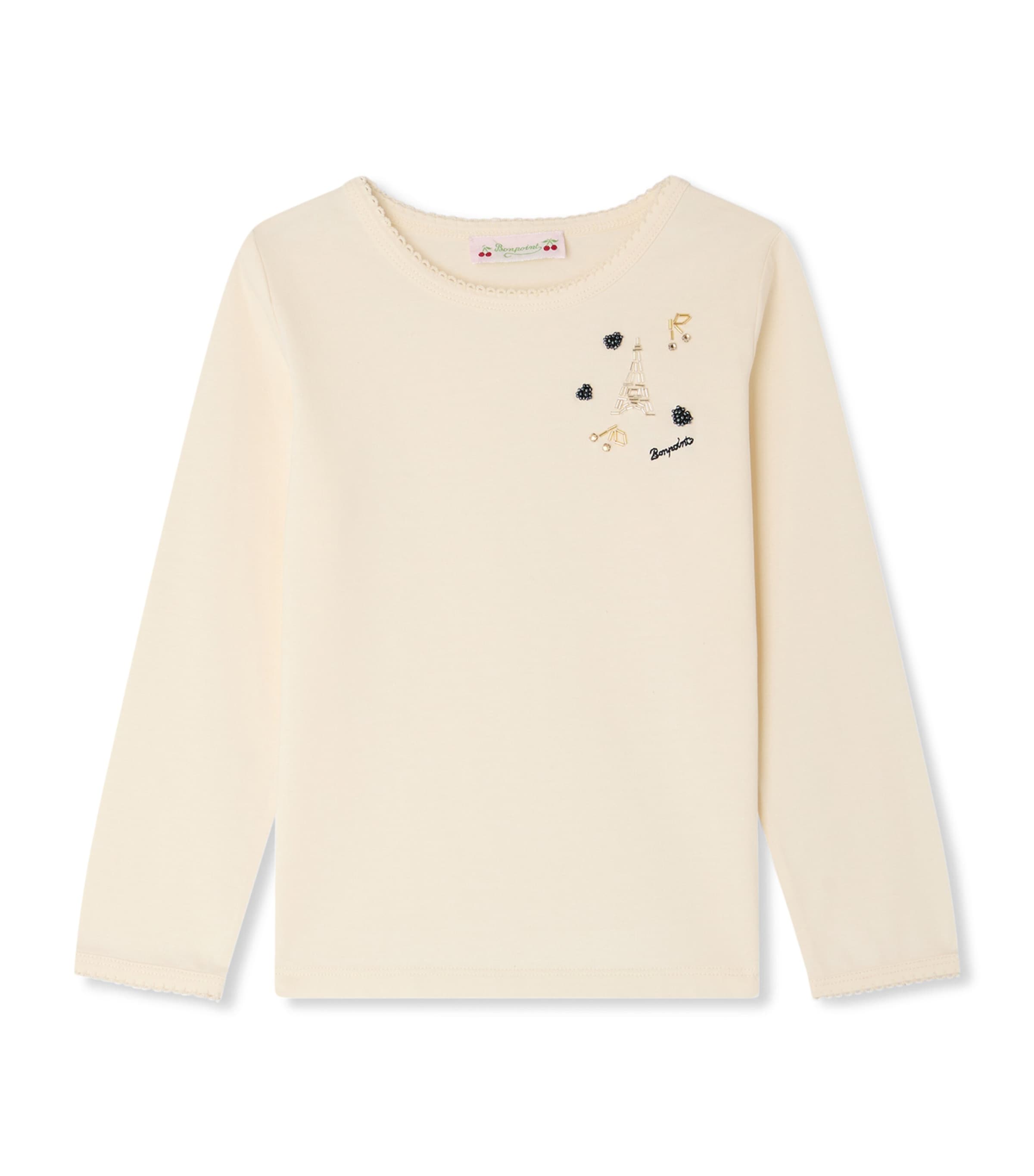 Bonpoint Cotton Embellished Top (4-8 Years) Upb Blanc Lait Image 1