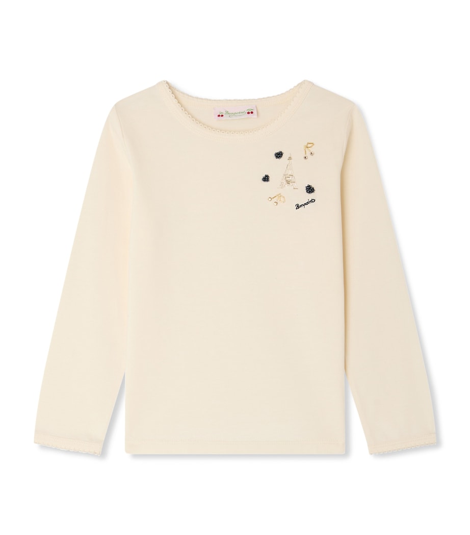 Bonpoint Cotton Embellished Top (4-8 Years) Upb Blanc Lait Image 1