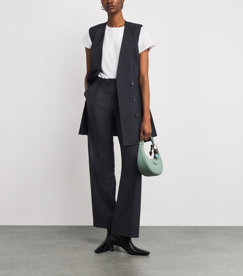 Embellished Pinstripe Trousers NAVY BLUE Image 2