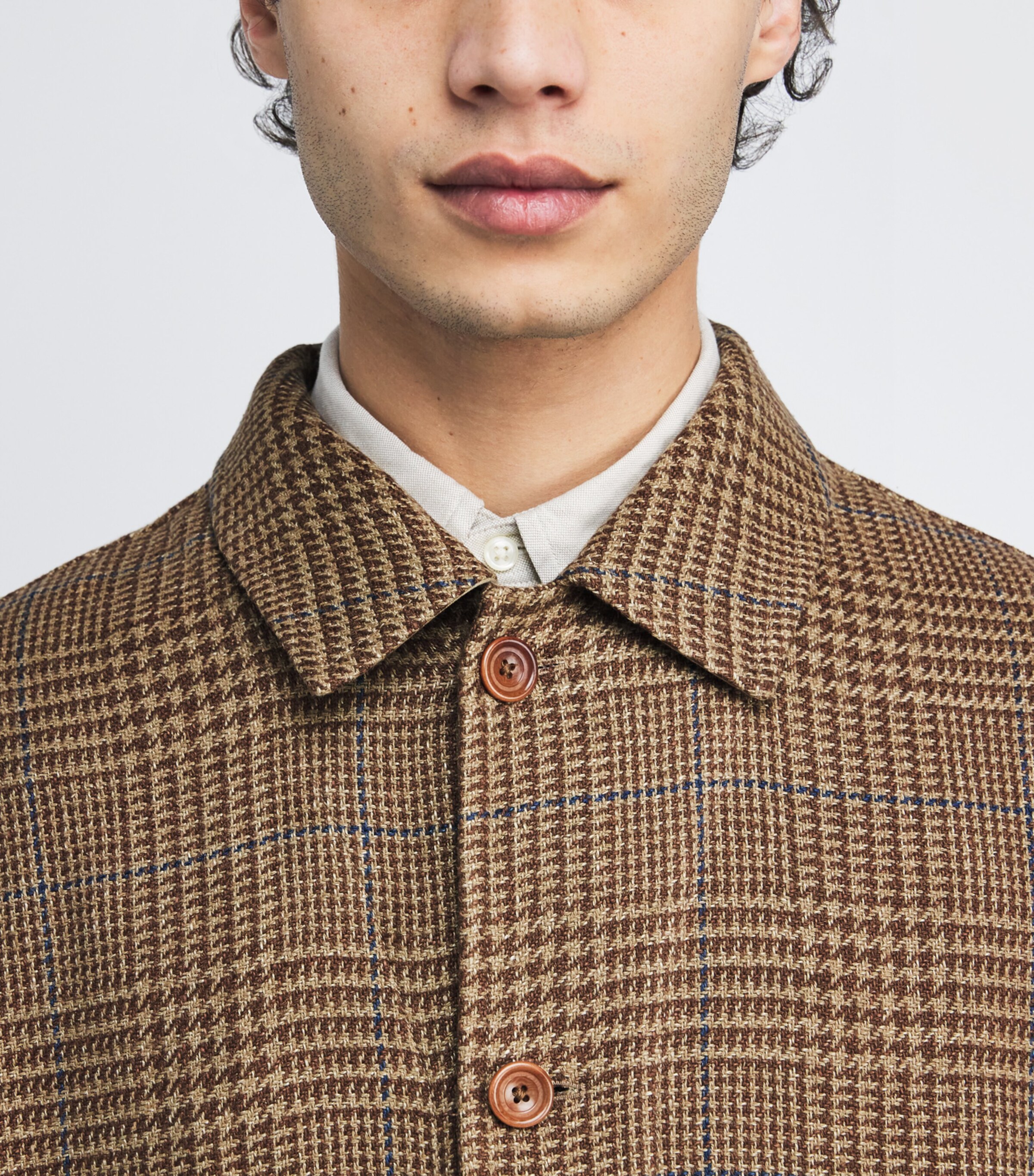 Wool Twill Check Shacket CAMEL/BROWN BLUE DCO Image 6