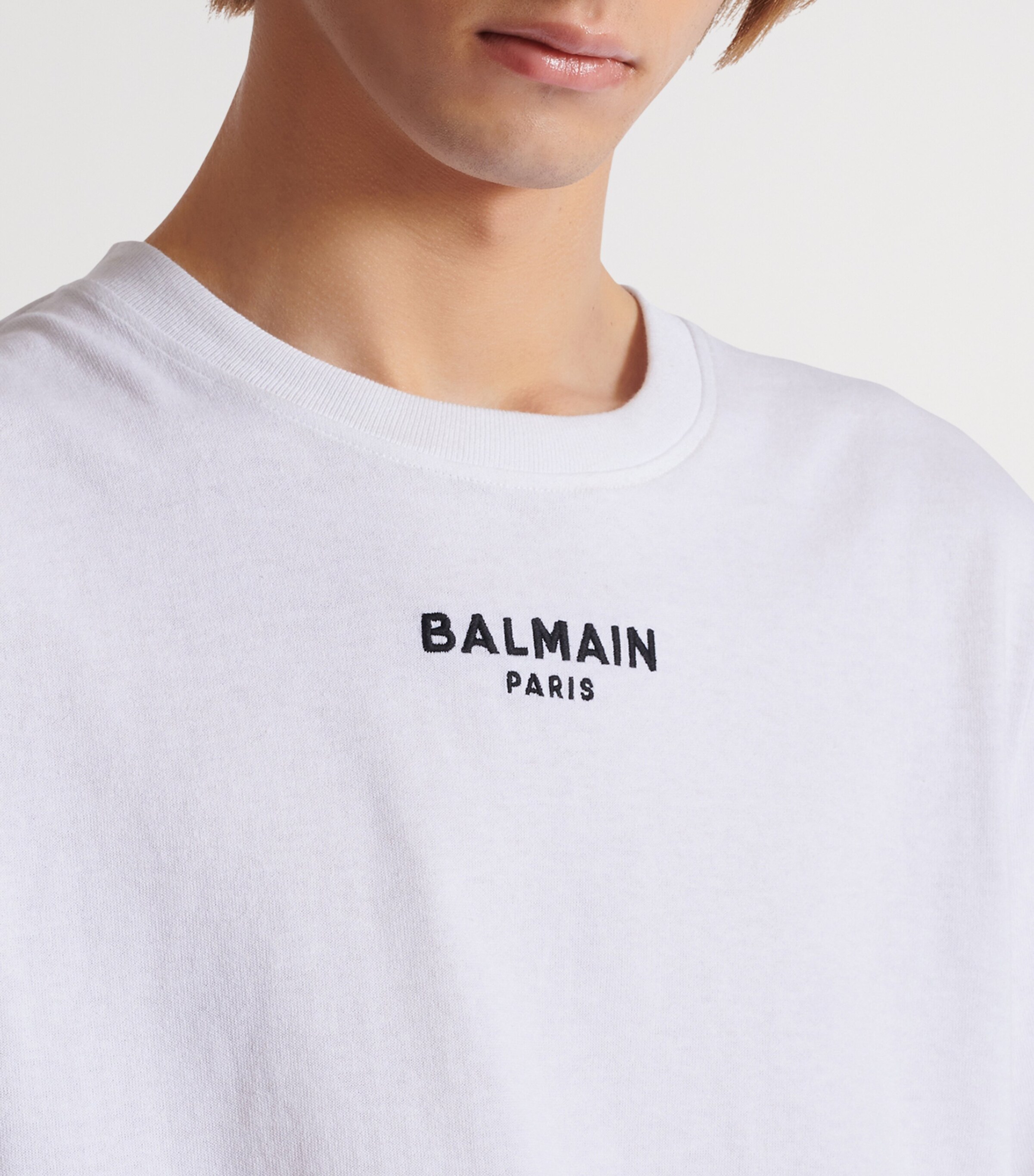 Cotton Embroidered Logo T-Shirt GAB BLANC/NOIR Image 7