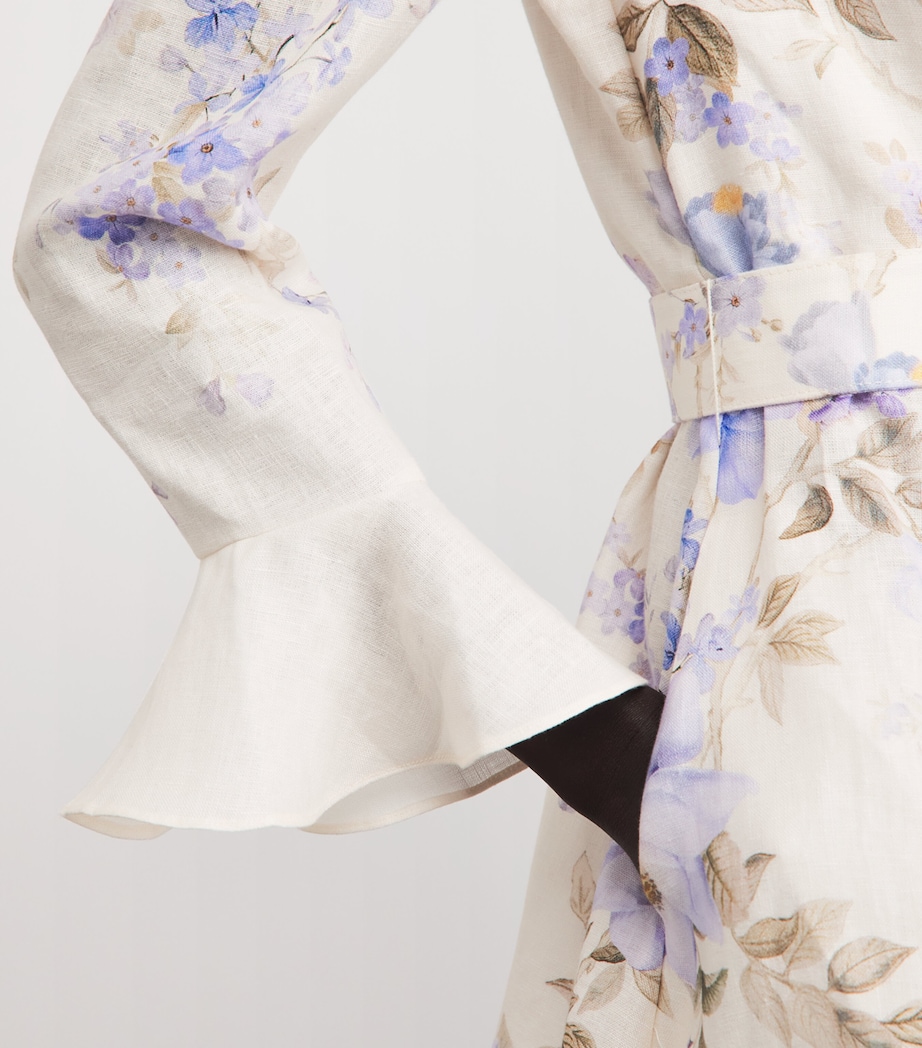 Zimmermann Womens Linen Floral Luna Mini Dress Blue Songbird Image 5