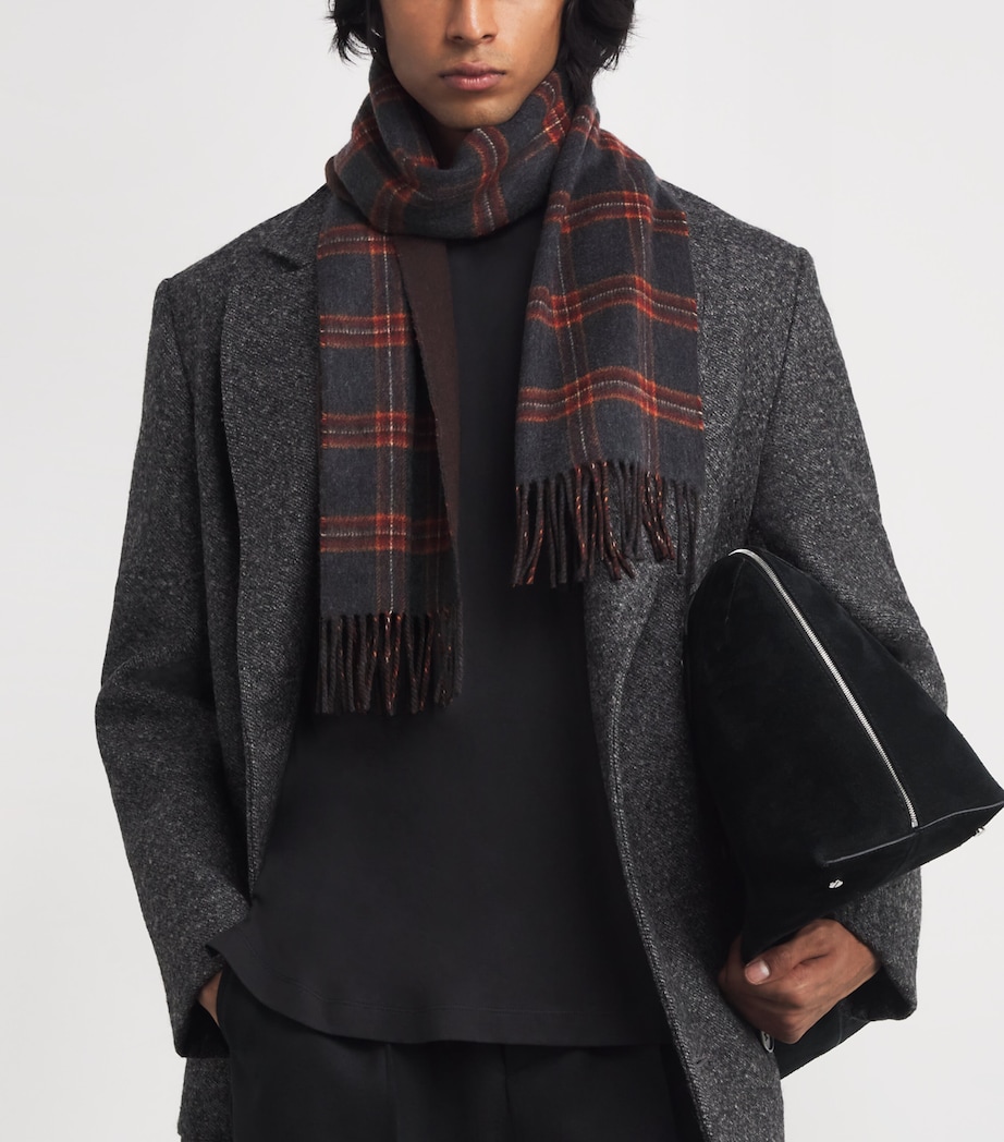 Cashmere Reversible Check Scarf RU7643 TARTAN/PLAIN Image 2