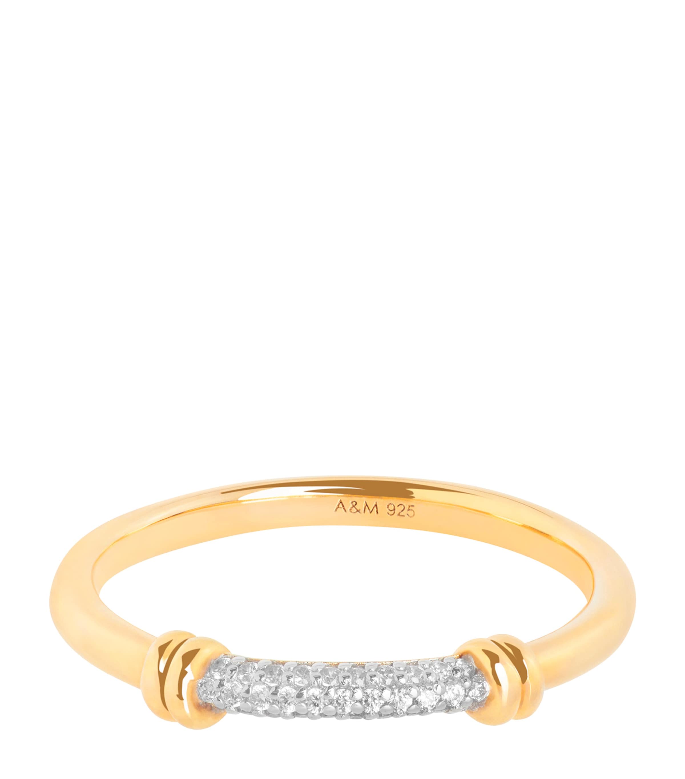 Astrid & Miyu Gold-Plated Pavé Knot Ring Gold Image 1