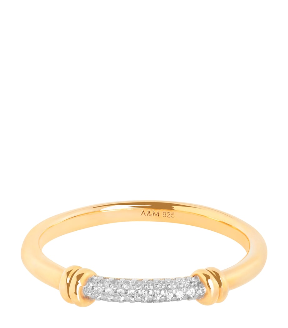 Astrid & Miyu Gold-Plated Pavé Knot Ring Gold Image 1