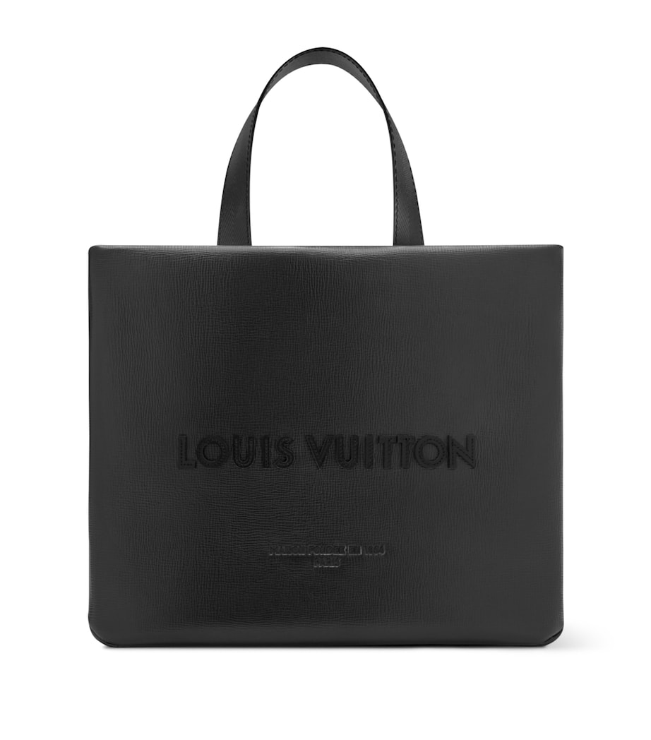 Mini Leather Shopper Tote Bag BLACK Image 1