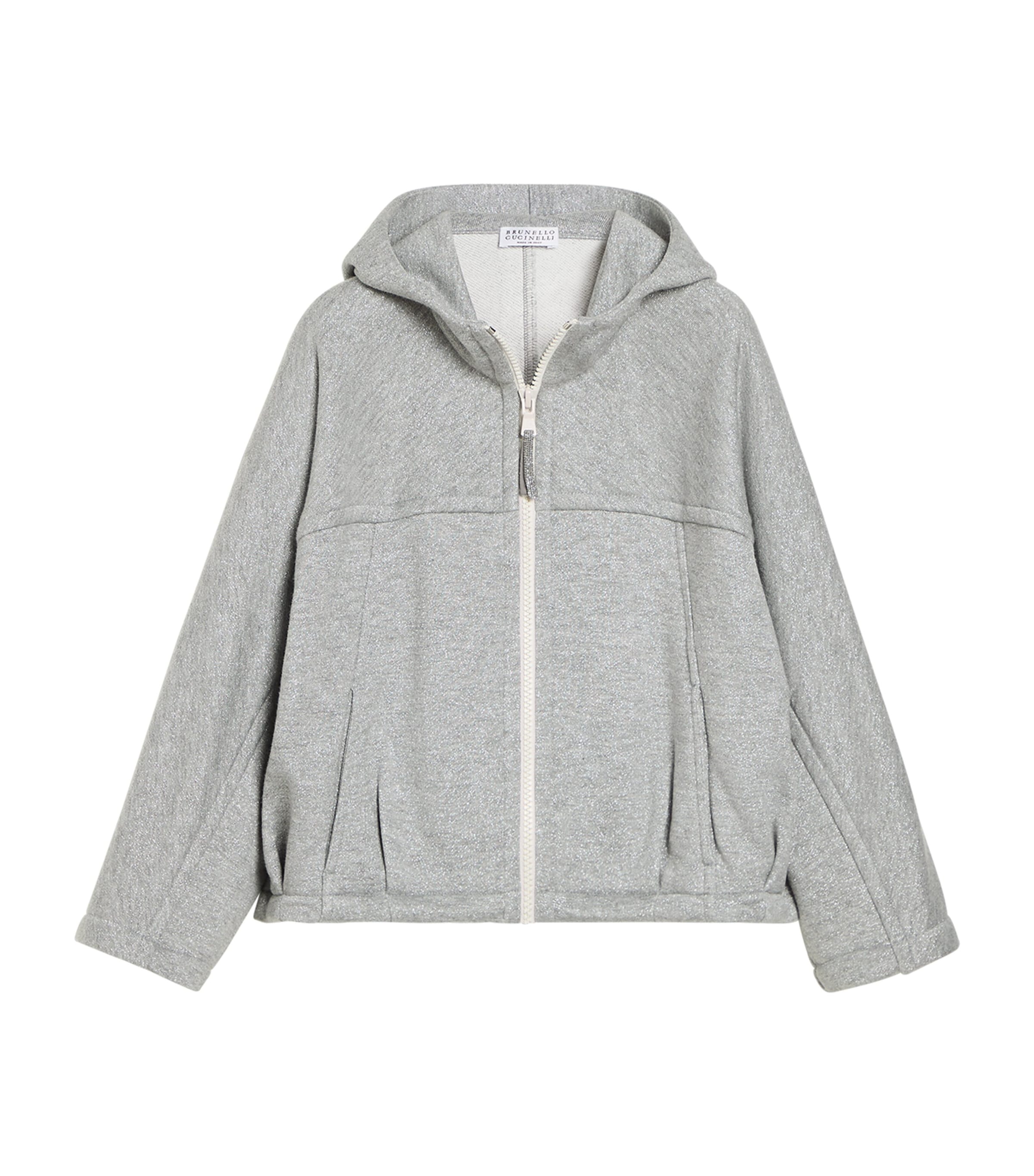 Brunello Cucinelli Kids Sparkling French Terry Zip-Up Hoodie (4-6 Years)