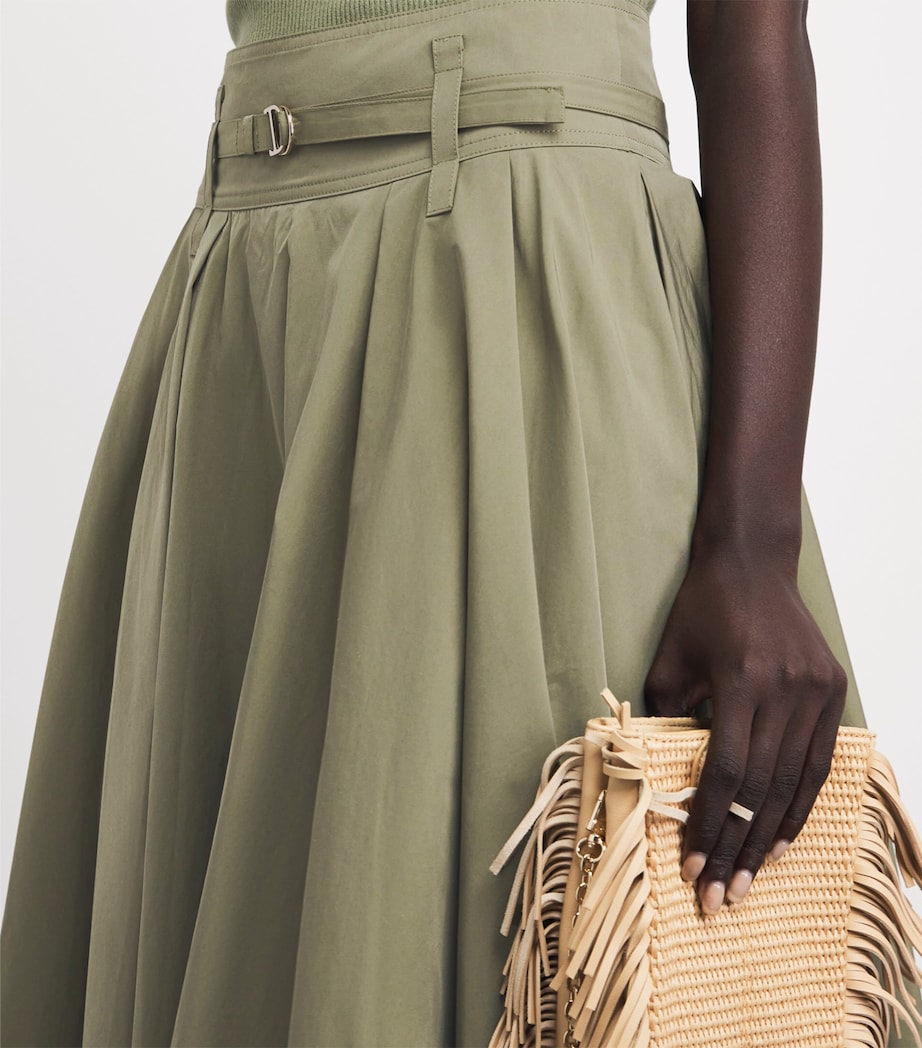 Maje Womens Pleated Belted Midi Skirt Khaki Image 3