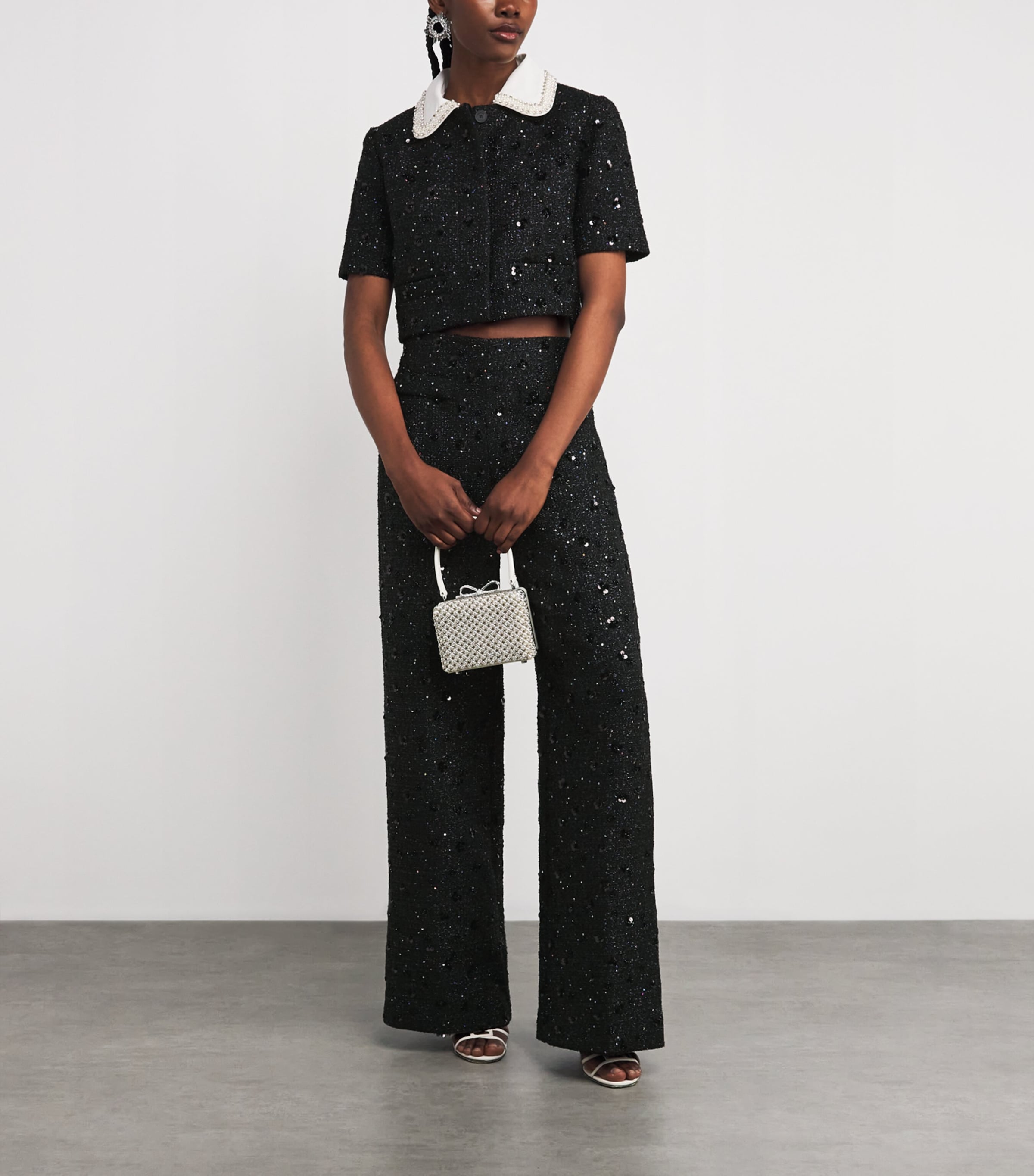 Embellished Tweed Jacket BLACK Image 2