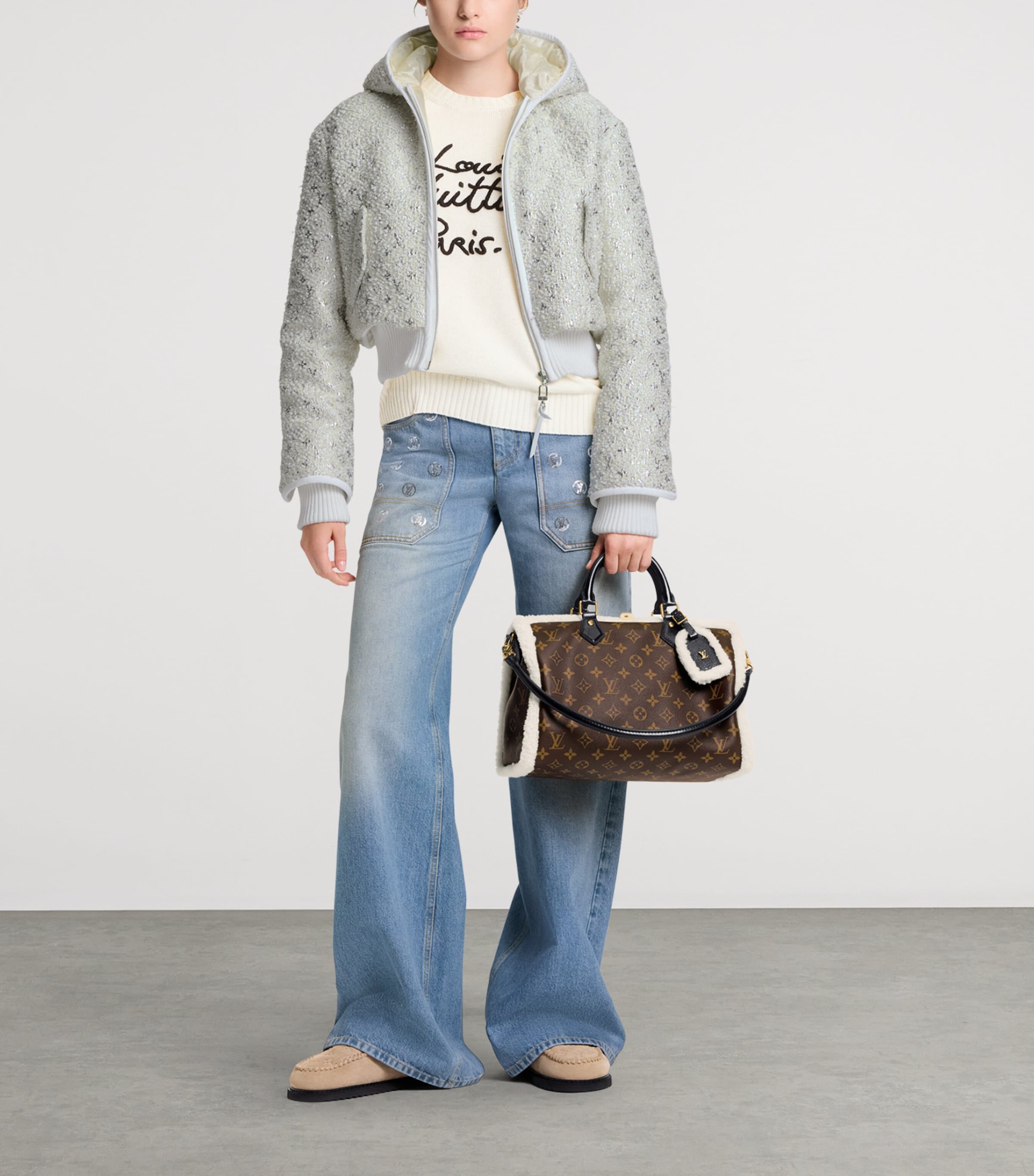 Cashmere Cursive Signature Sweater WHITE/BLACK Image 6