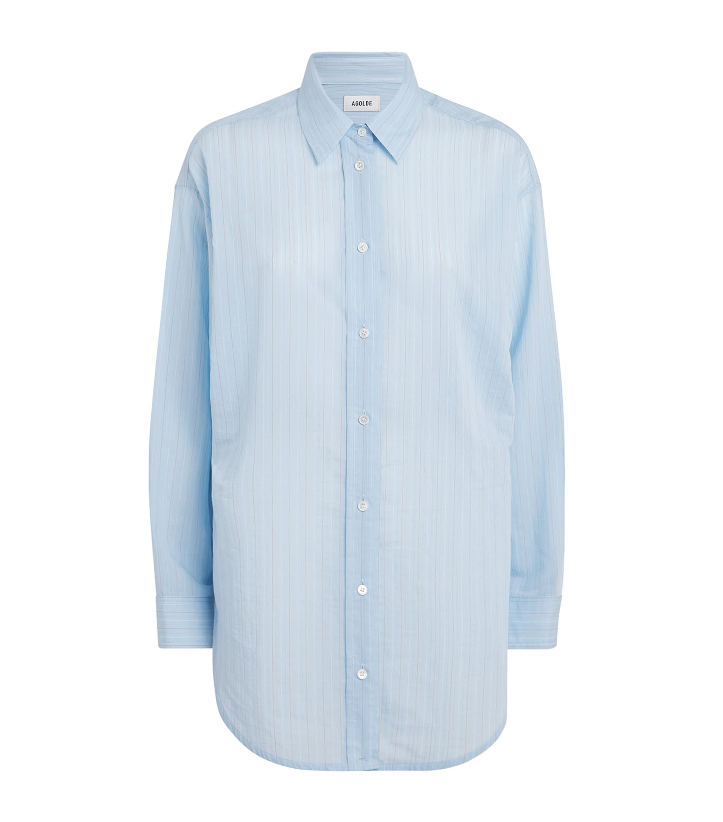 AGOLDE Womens Cotton-Blend Sona Shirt Fontana Stripe Image 1