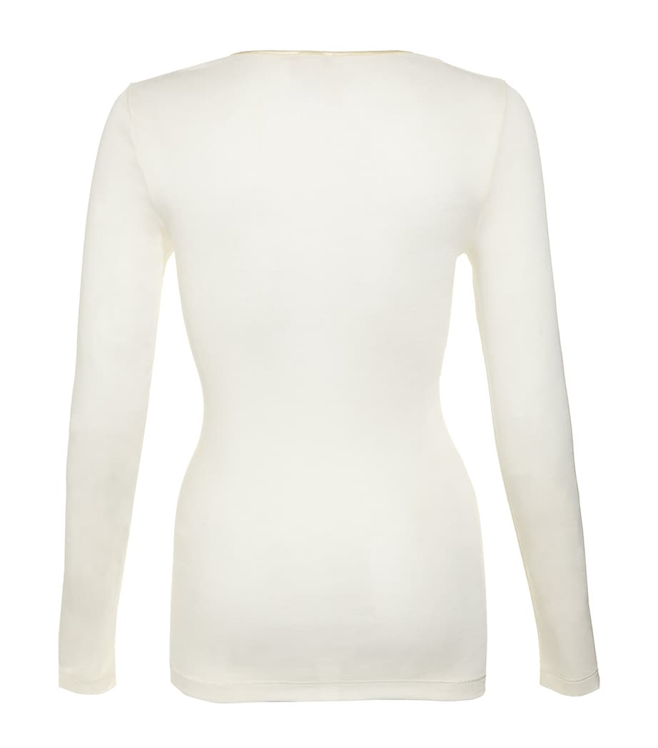 Pure Silk Long Sleeve Top IVORY Image 3