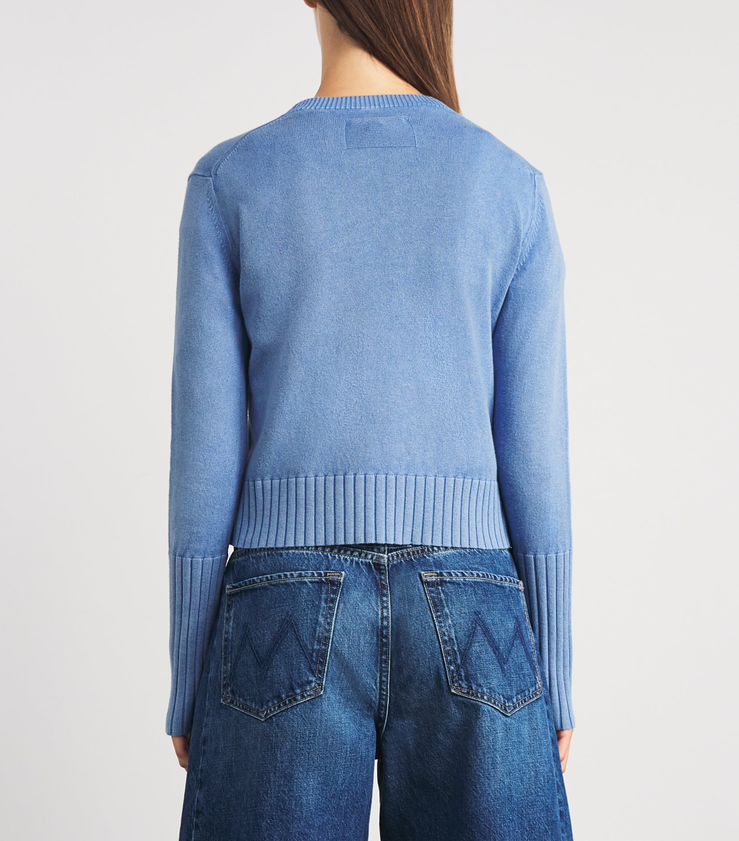 Guest In Residence Womens Cotton-Cashmere Sunwash Shrunken Sweater Delft Blue Dlfbl Image 5