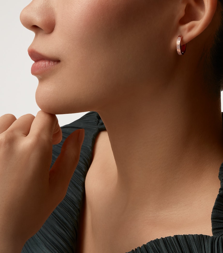 Rose Gold and Diamond LOVE Double Hoop Earrings ROSE GOLD Image 7
