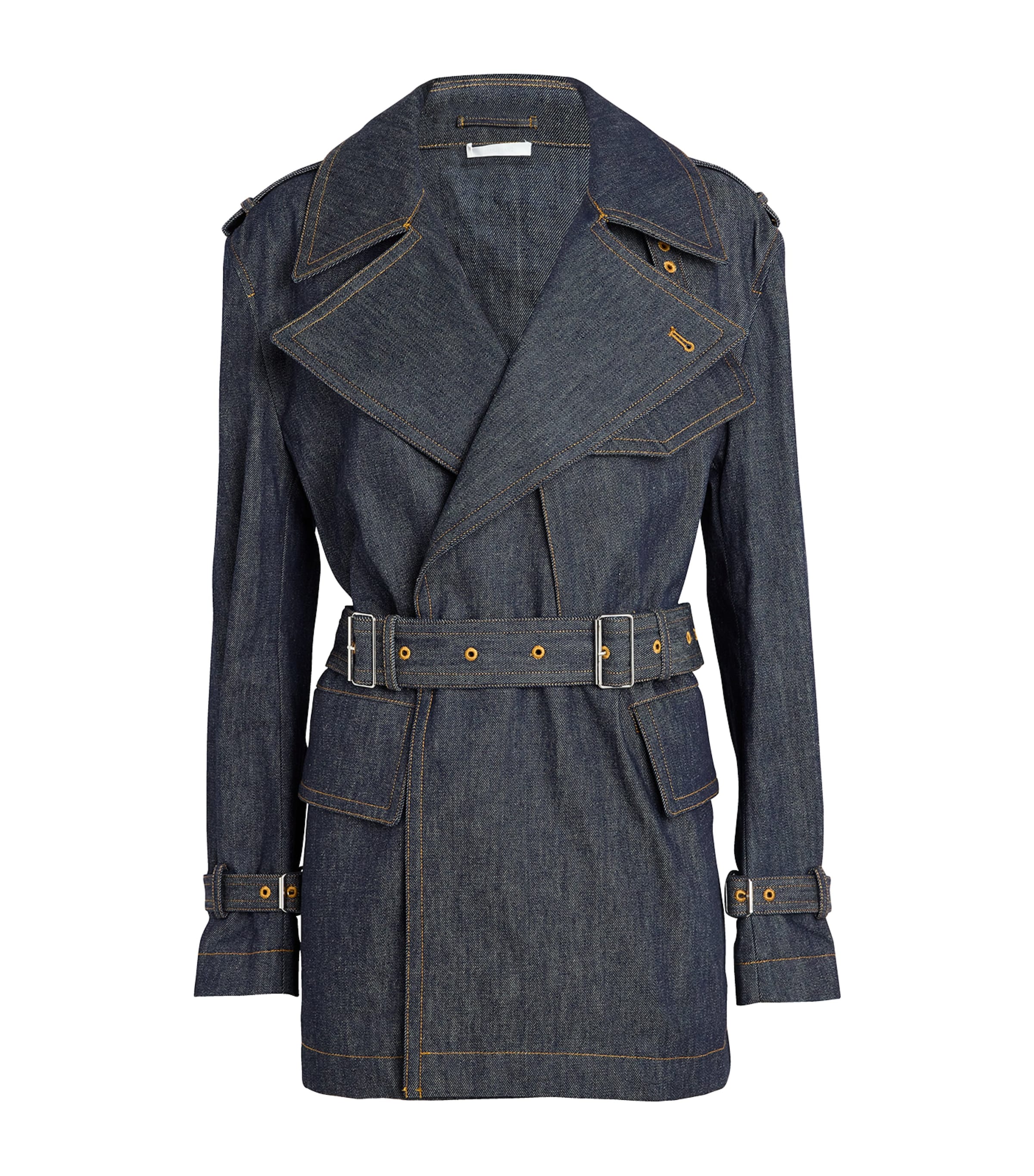 Helmut Lang Denim Trench Coat In Navy