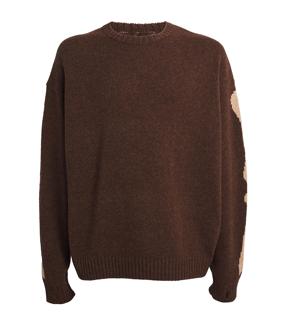 Wool Bone Intarsia Sweater BROWN Image 1