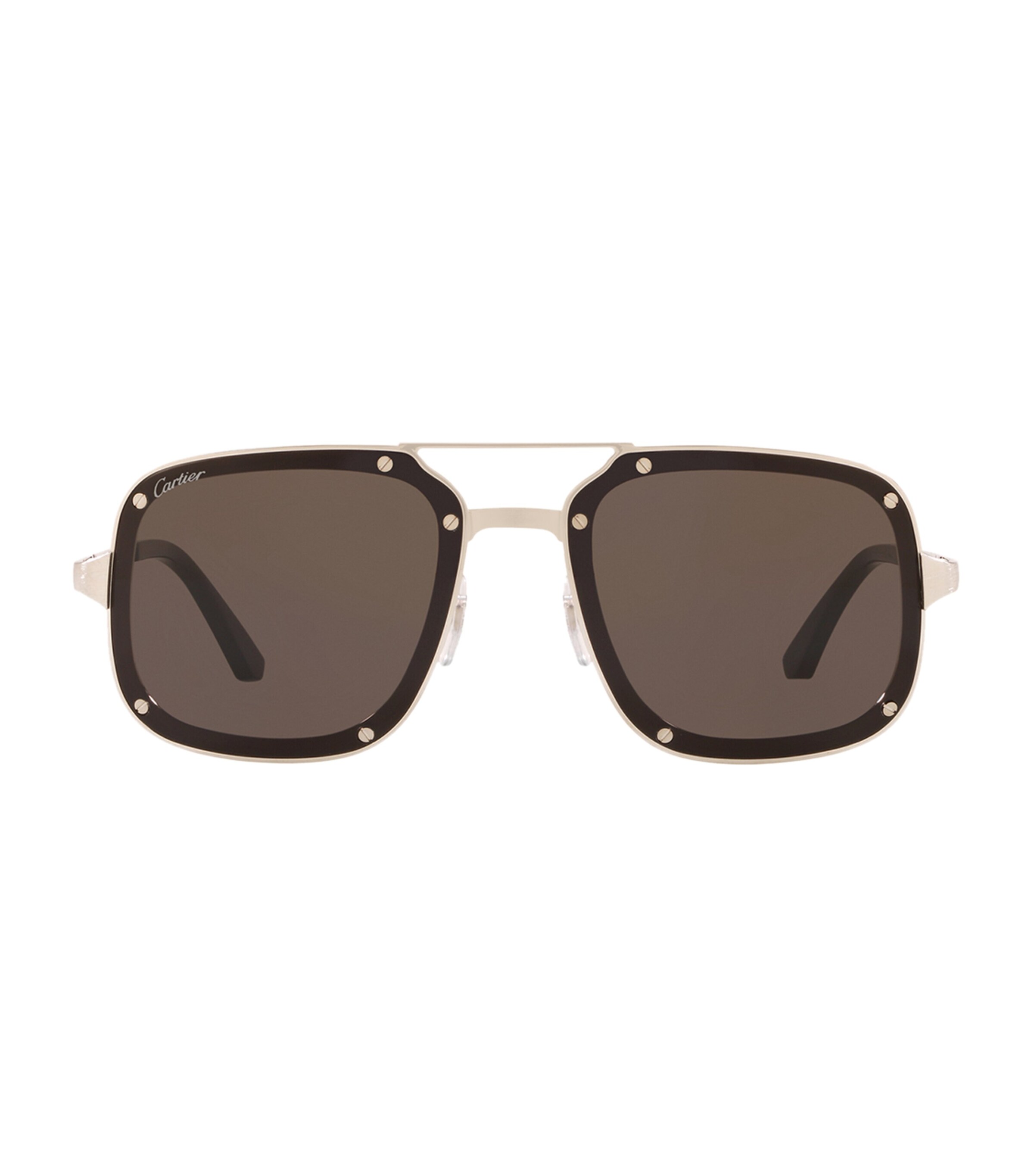 Cartier Womens Grey Ct0194s Santos De Metal Acetate Rectangle-frame Sunglasses