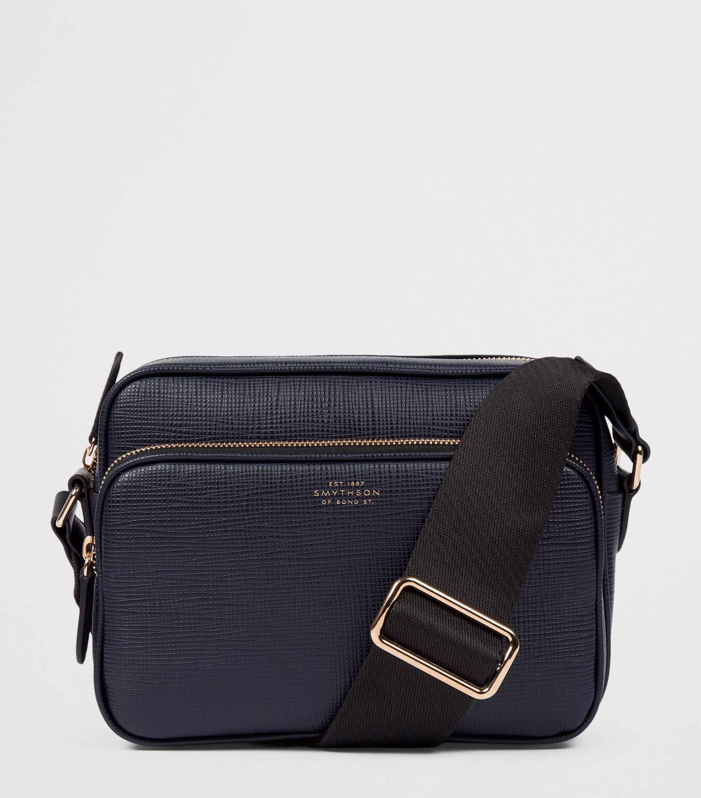 Smythson Leather Panama Cross-Body Bag Navy Image 3