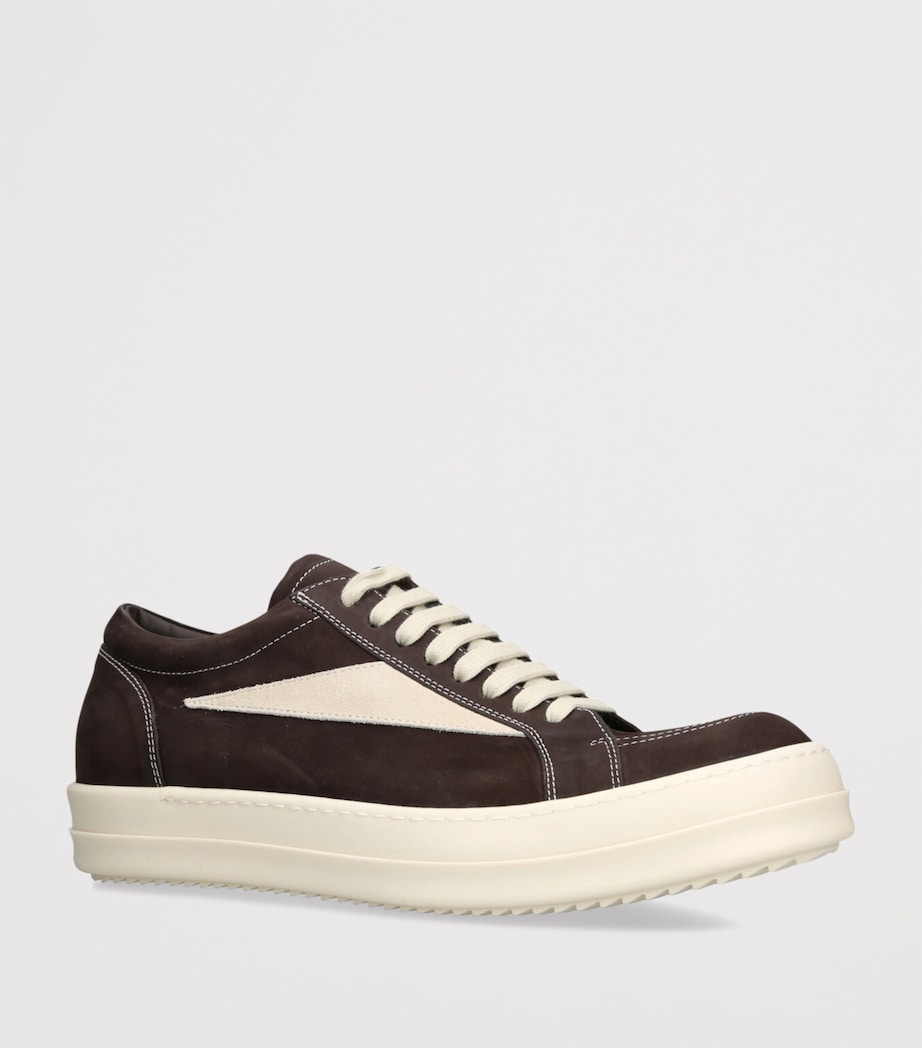Nubuck Leather Low-Top Sneakers DARK BROWN Image 3