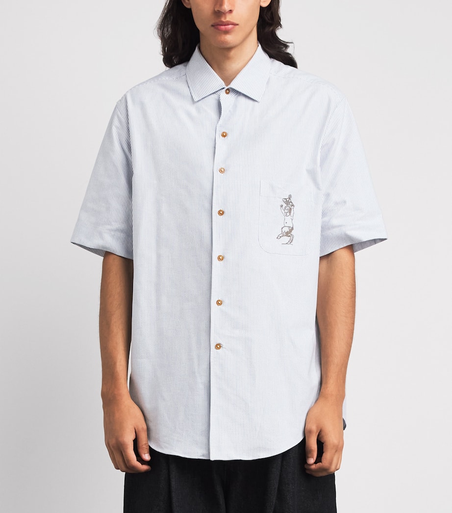 Vivienne Westwood Mens Organic Cotton Stripe Bowling Shirt Ink Stripe Image 4