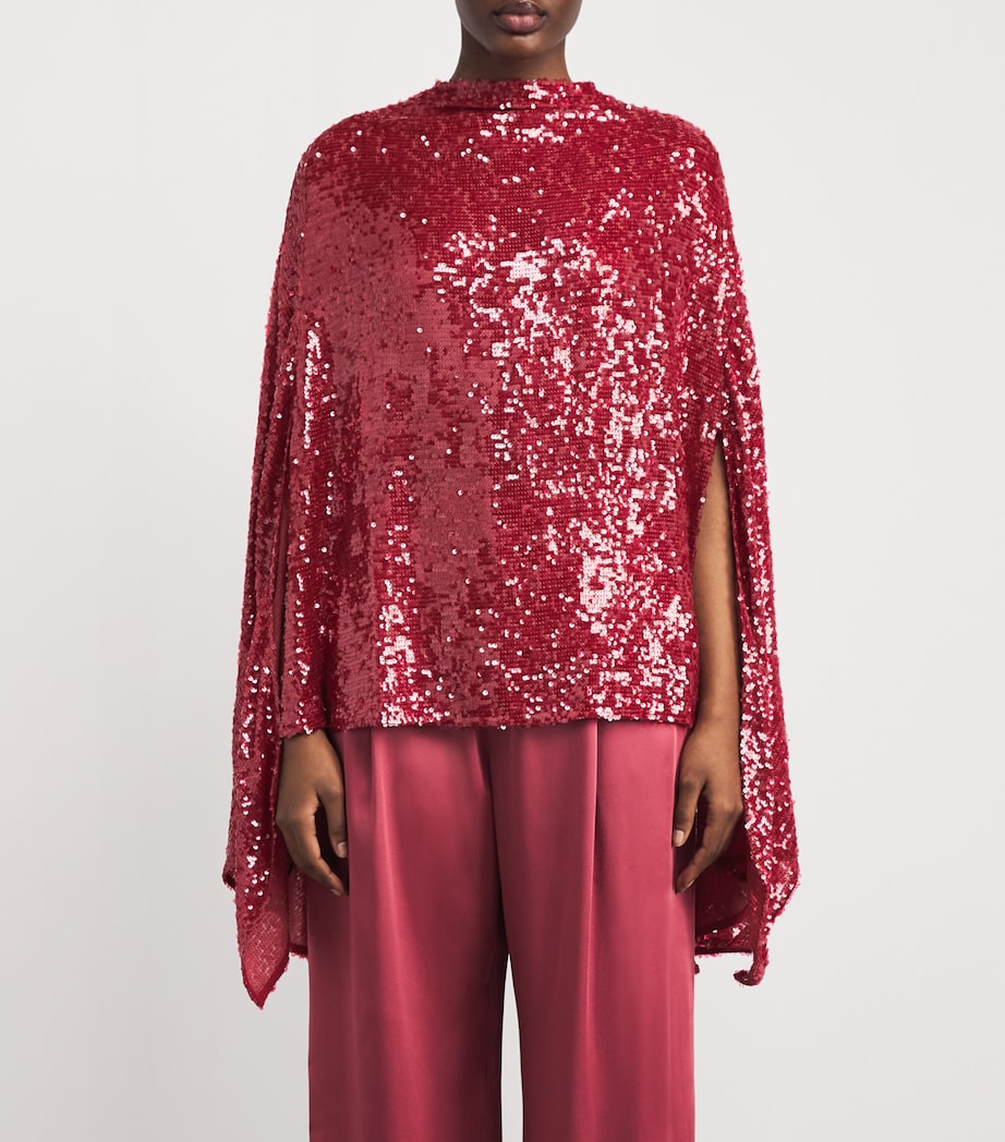 Oversized Sequin Cape T-Shirt 678 DARK ROSE Image 3