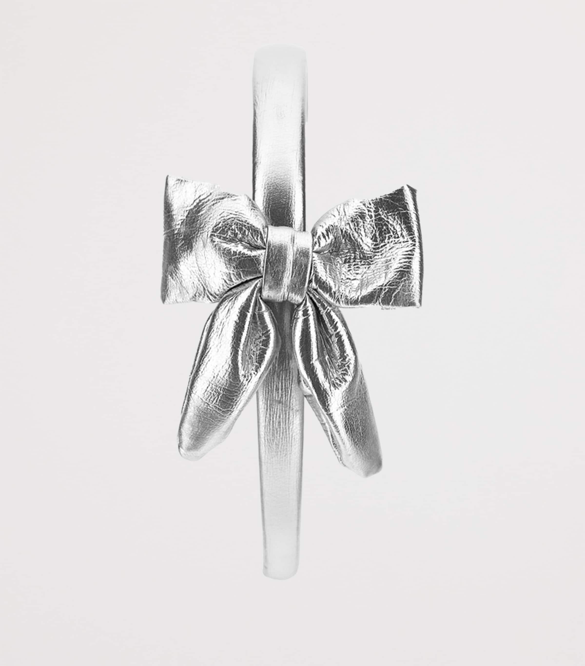 Faux Leather Bow-Detail Headband ARGENTO Image 3