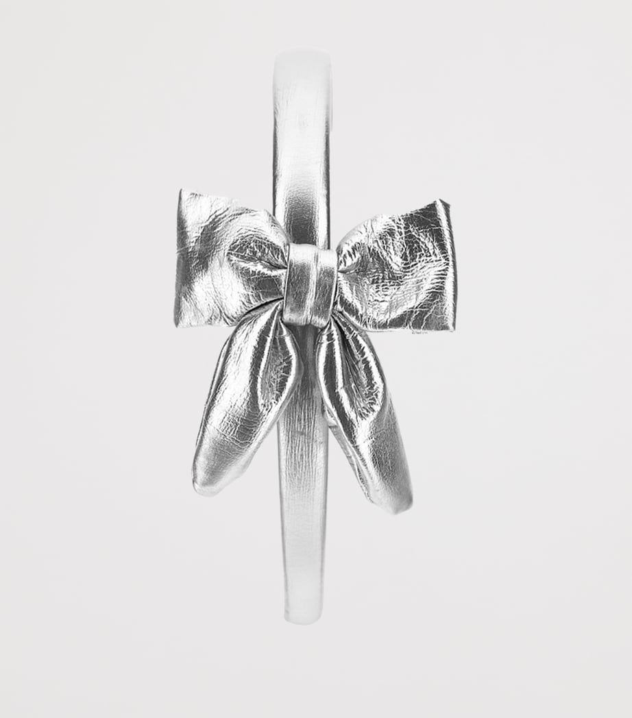 Faux Leather Bow-Detail Headband ARGENTO Image 3